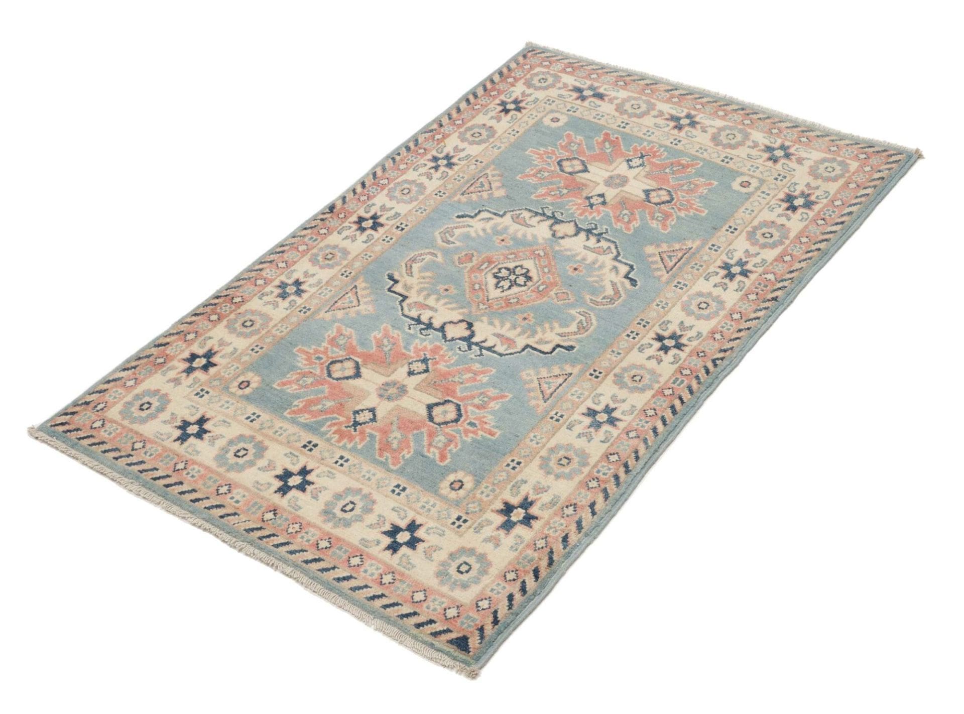 Kazak Teppich 82 x 130cm, geometrisches Muster, handgeknüpft