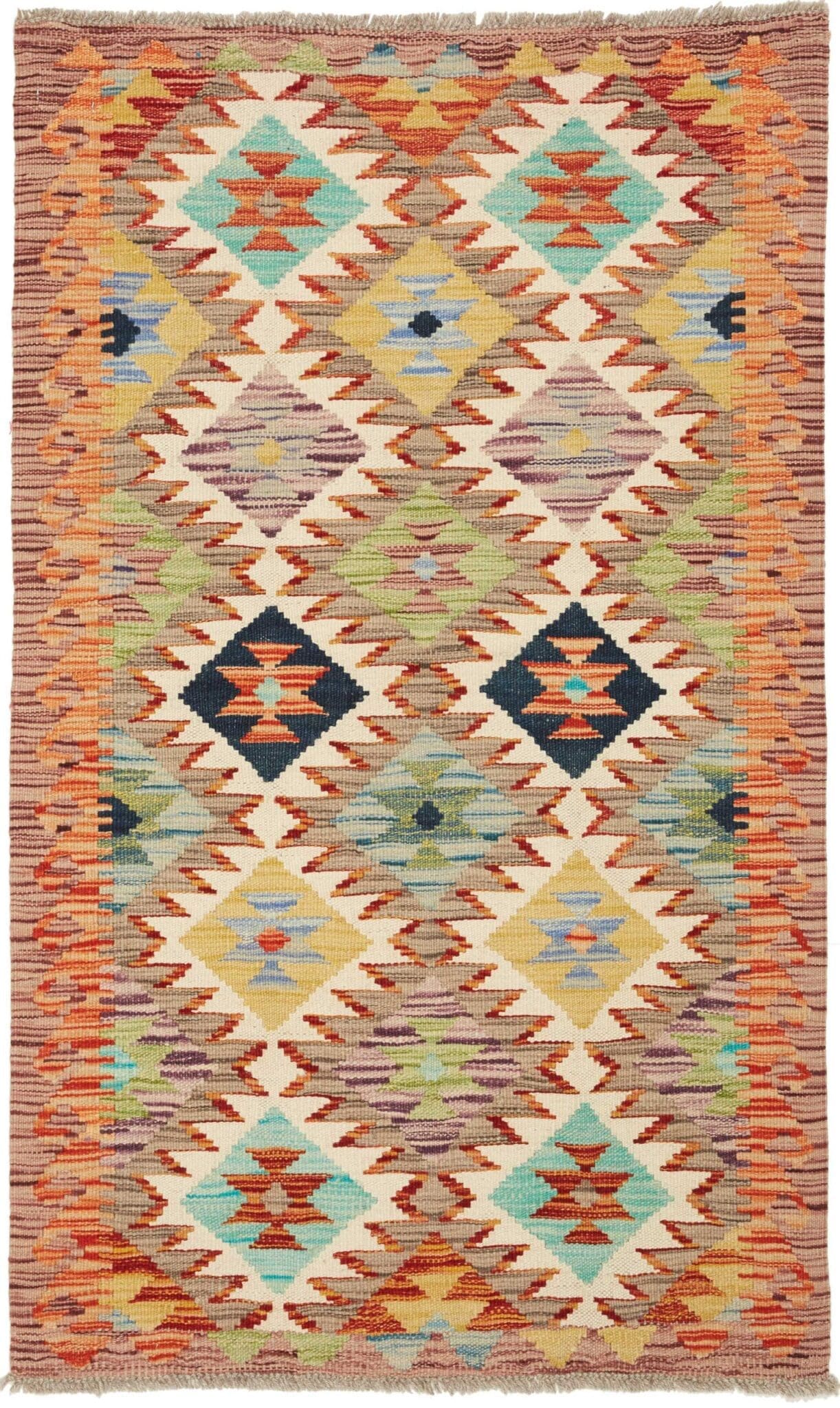 Kelim Teppich 78 x 122 cm, handgewebt, rustikales Flair
