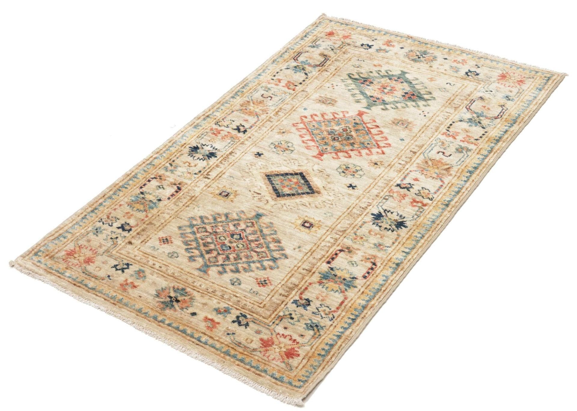Kazak Teppich 82 x 129 cm, handgeknüpft, Schurwolle, geometrisch