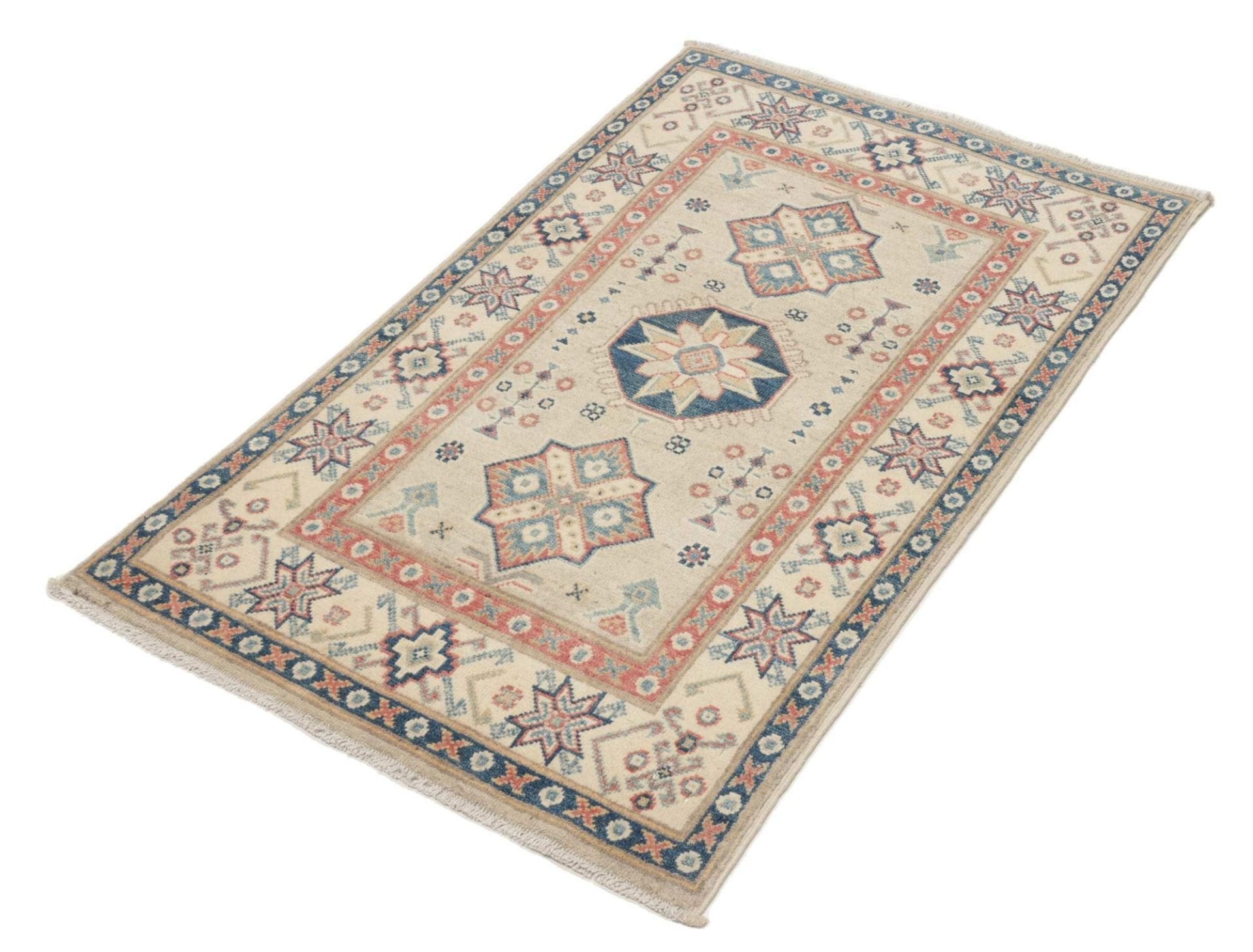Kazak Orientteppich 81 x 125 cm, geometrisches Muster, handgeknüpft