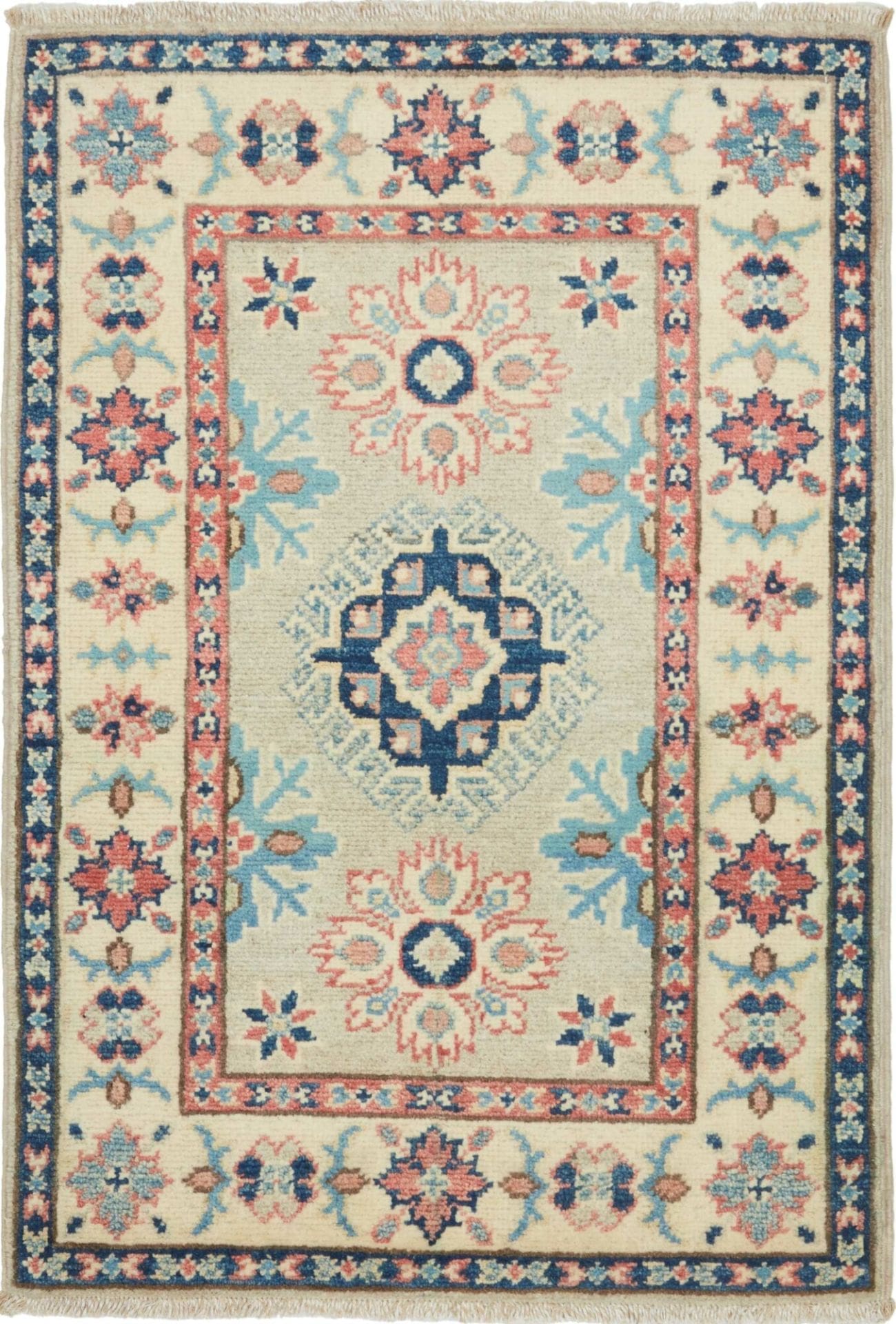 Kazak Orientteppich 65 x 97cm, handgeknüpft, geometrisches Muster