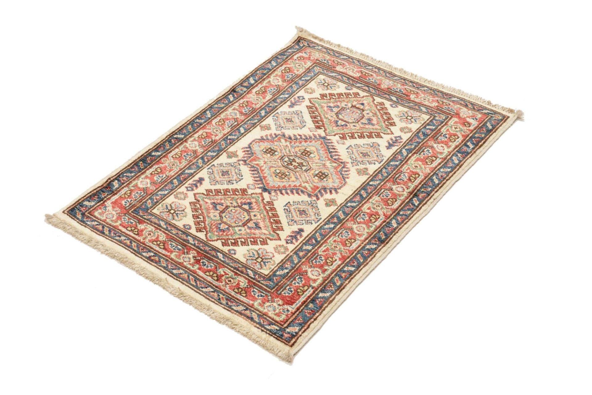 Kazak Teppich 67 x 90cm – Handgeknüpft, geometrische Muster, Wolle
