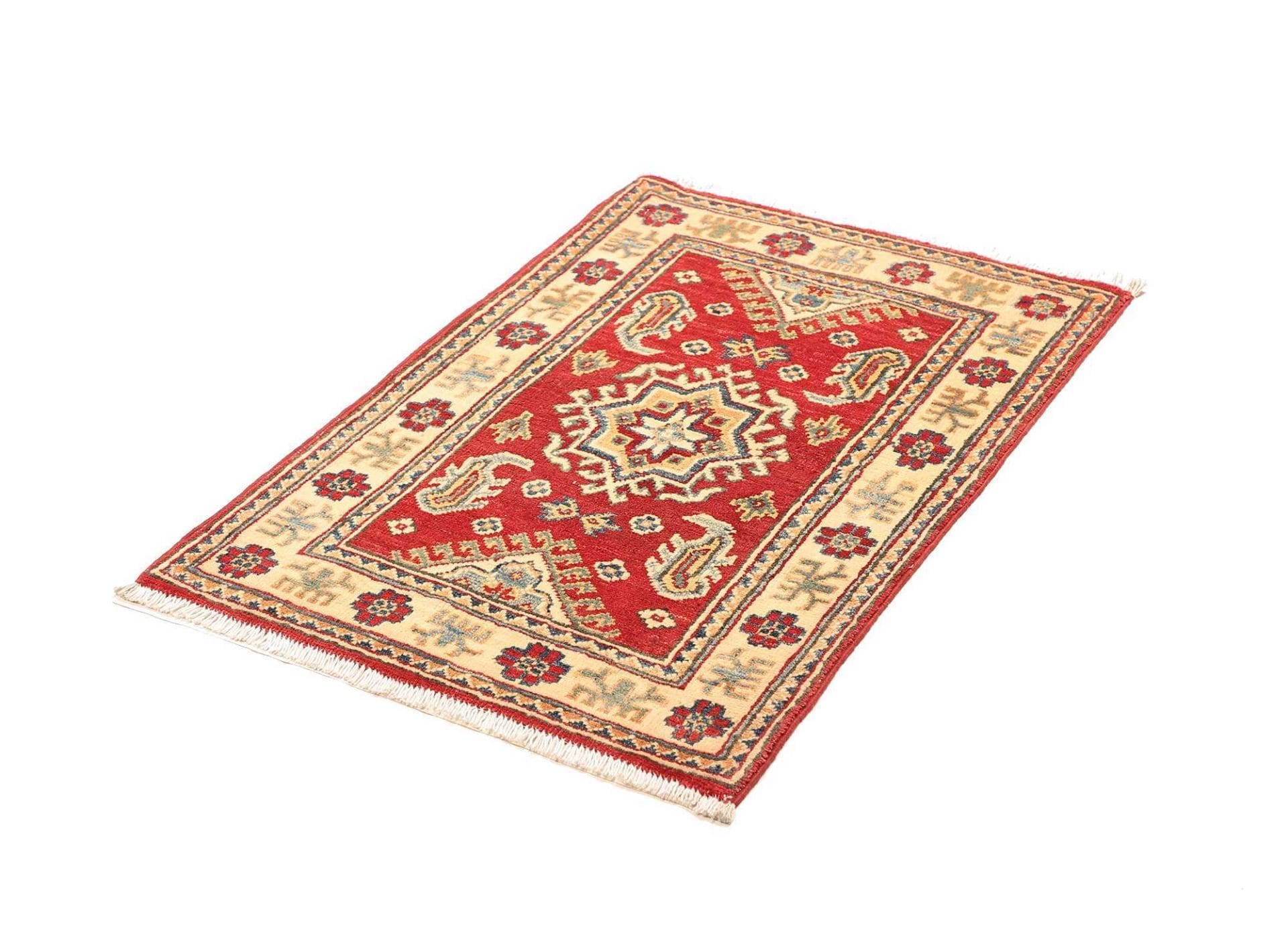 Kazak Teppich 65 x 91 cm – geometrisches Muster, handgeknüpft