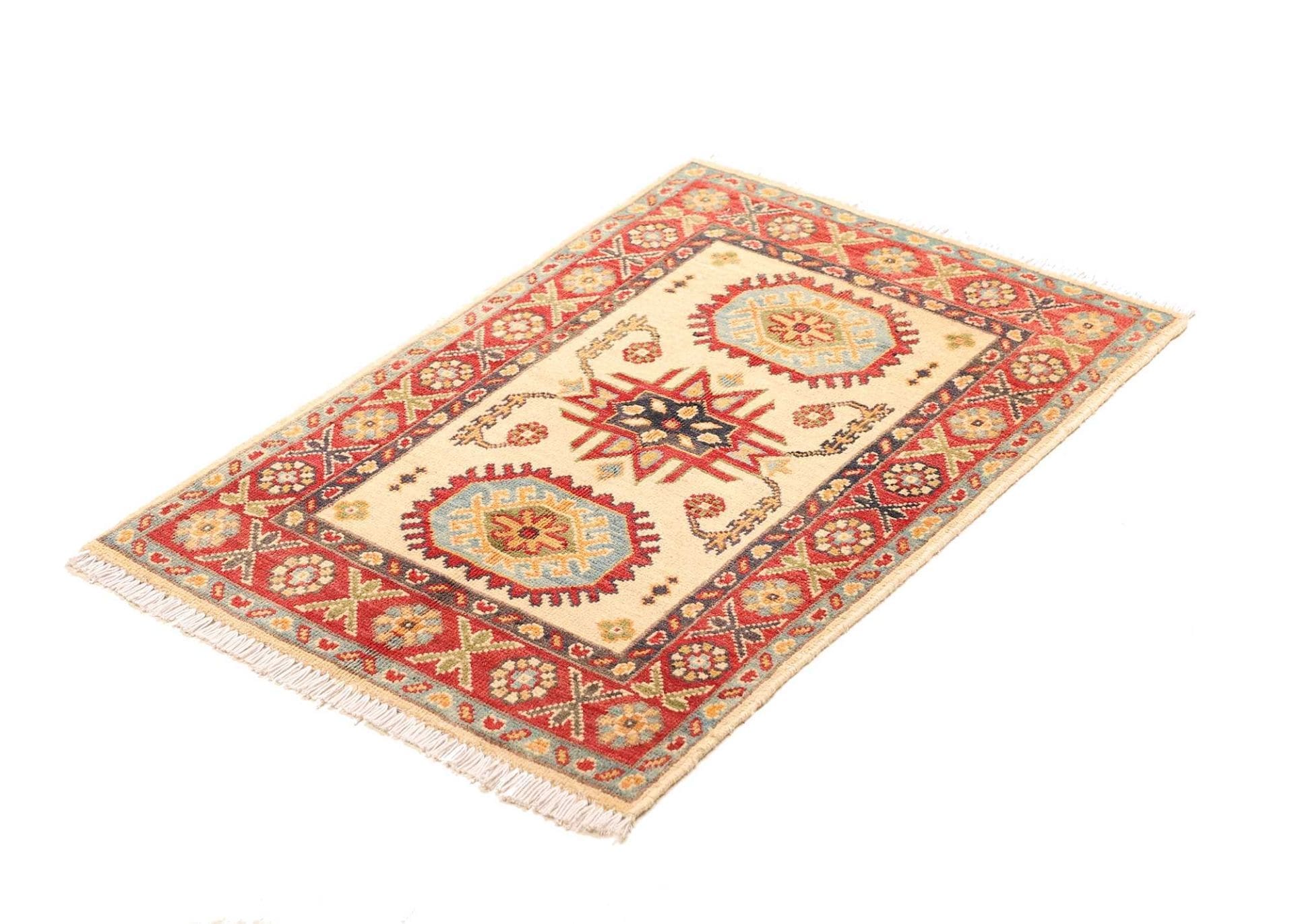 Kazak Orientteppich 65 x 91cm, geometrische Muster, handgeknüpft
