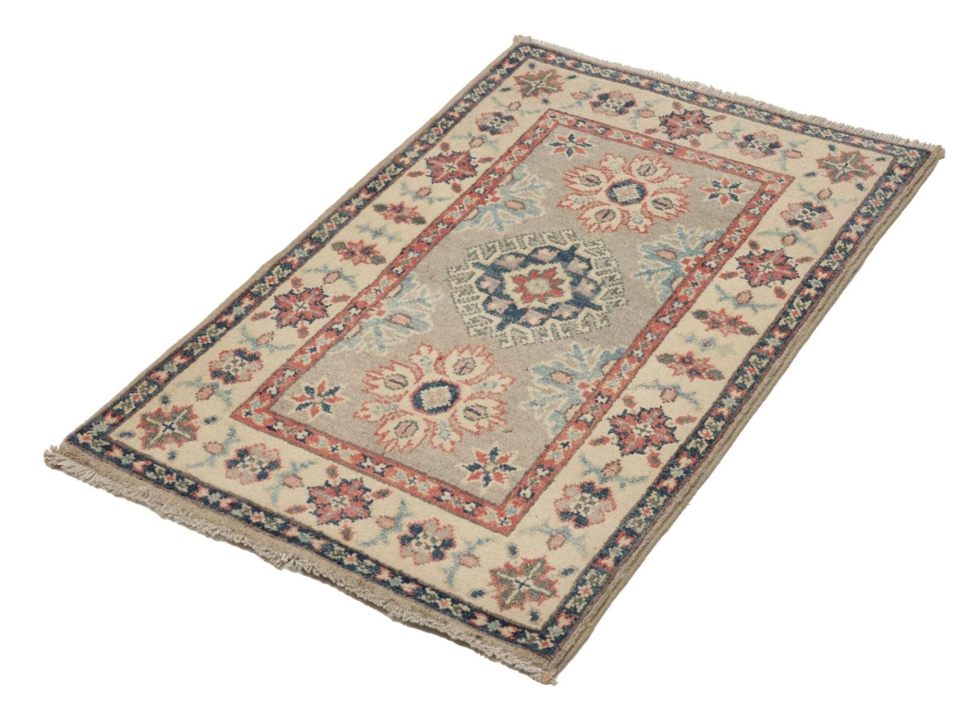 Kazak Teppich 66 x 93cm, geometrische Muster, handgeknüpft