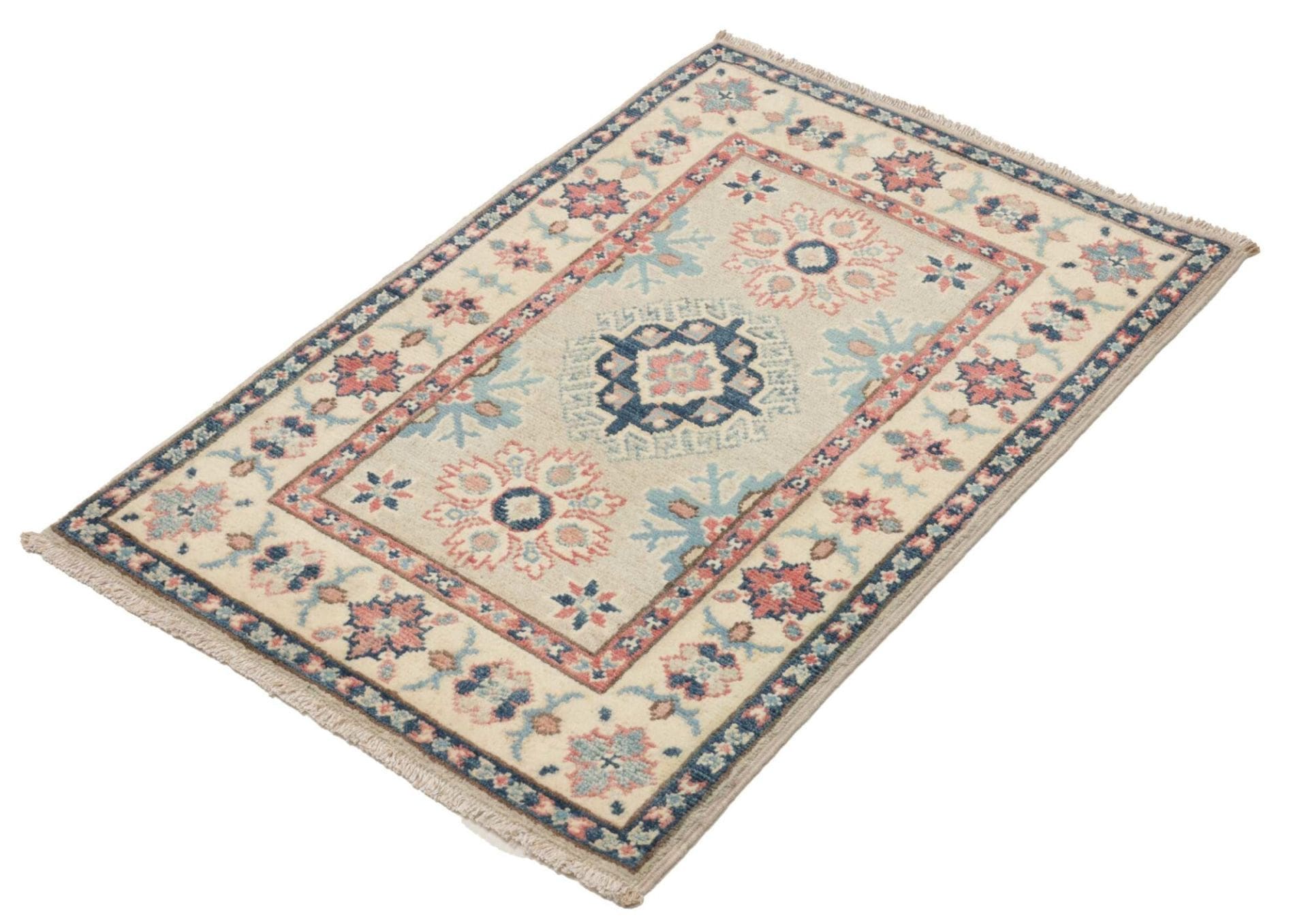 Kazak Orientteppich 65 x 97cm, handgeknüpft, geometrisches Muster