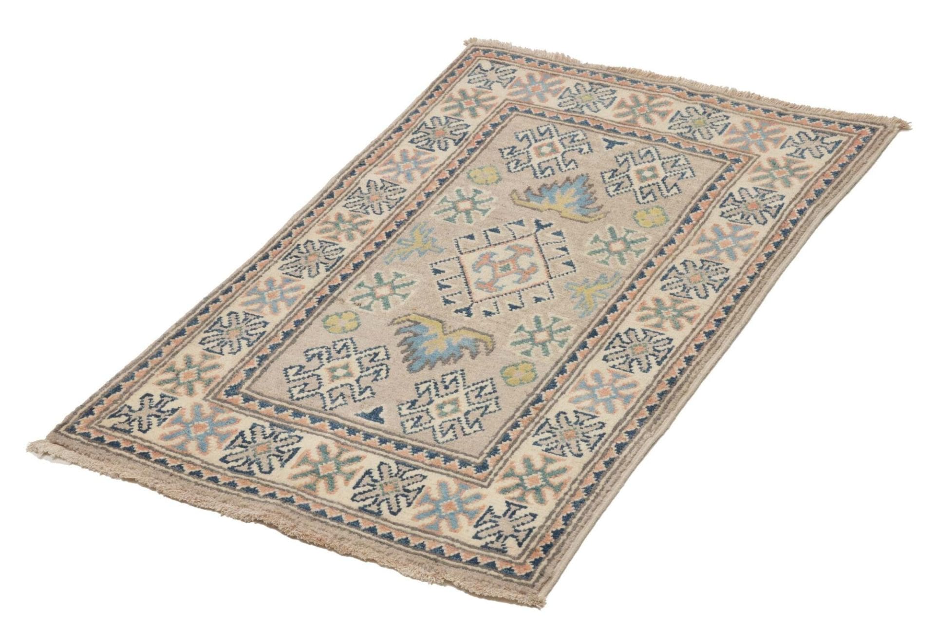 Kazak Orientteppich 64 x 96cm, geometrisches Muster, handgeknüpft