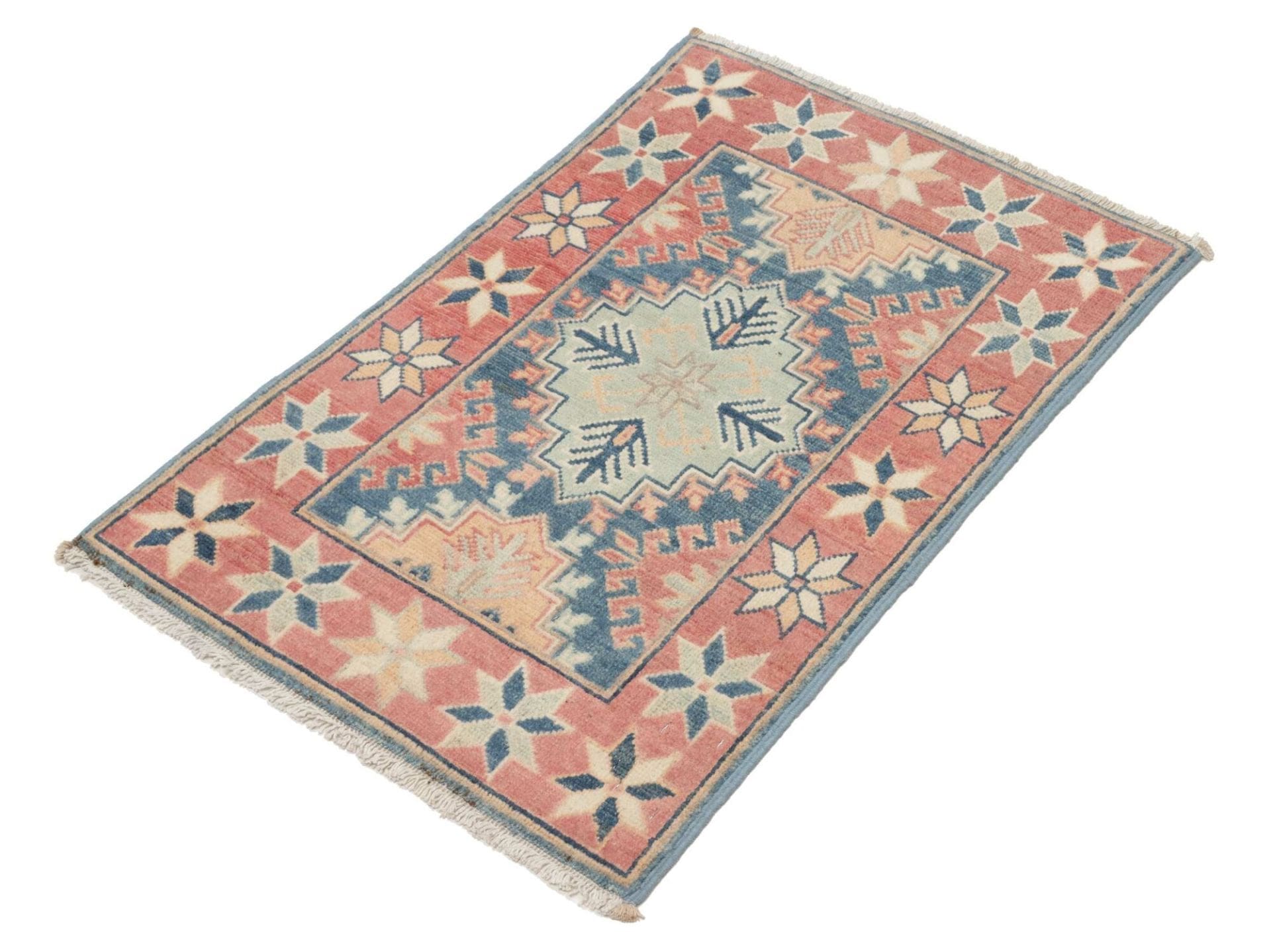 Kazak Teppich 61 x 86 cm, geometrisches Muster, handgeknüpft