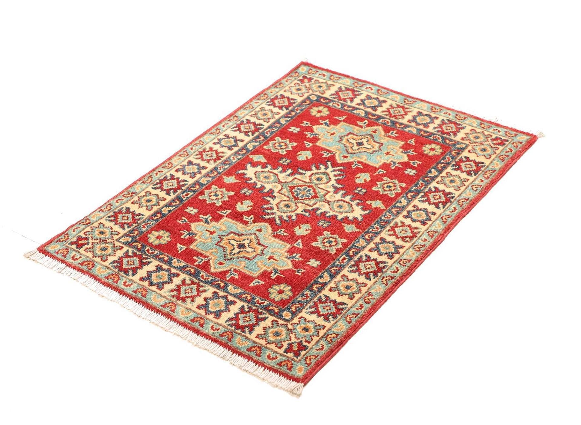 Kazak Orientteppich 65 x 85 cm, handgeknüpft, geometrisches Muster