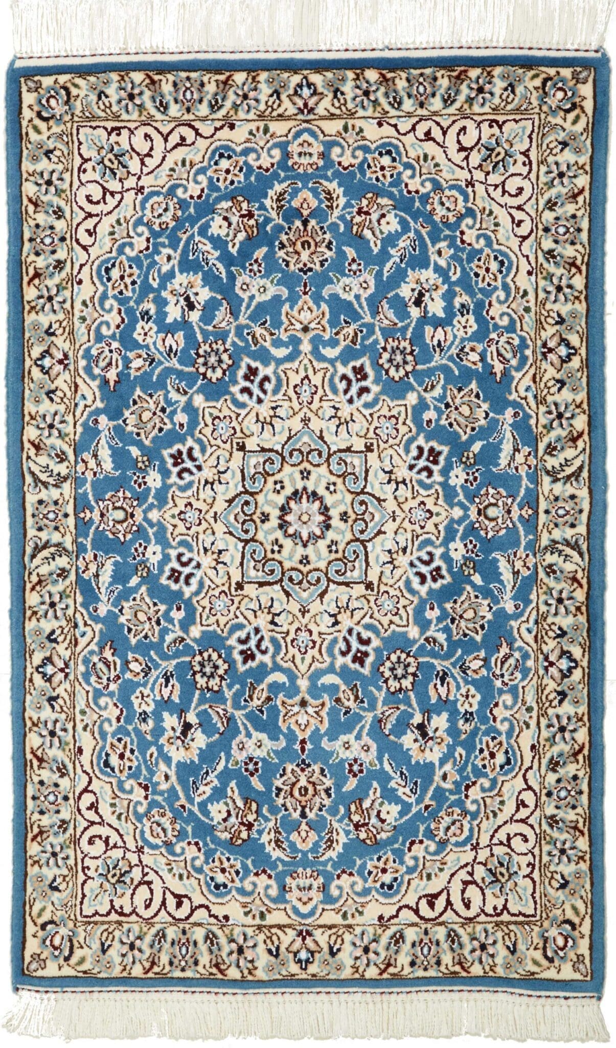 Nain Teppich 61 x 92 cm, florales Muster, handgeknüpft, Perserteppich