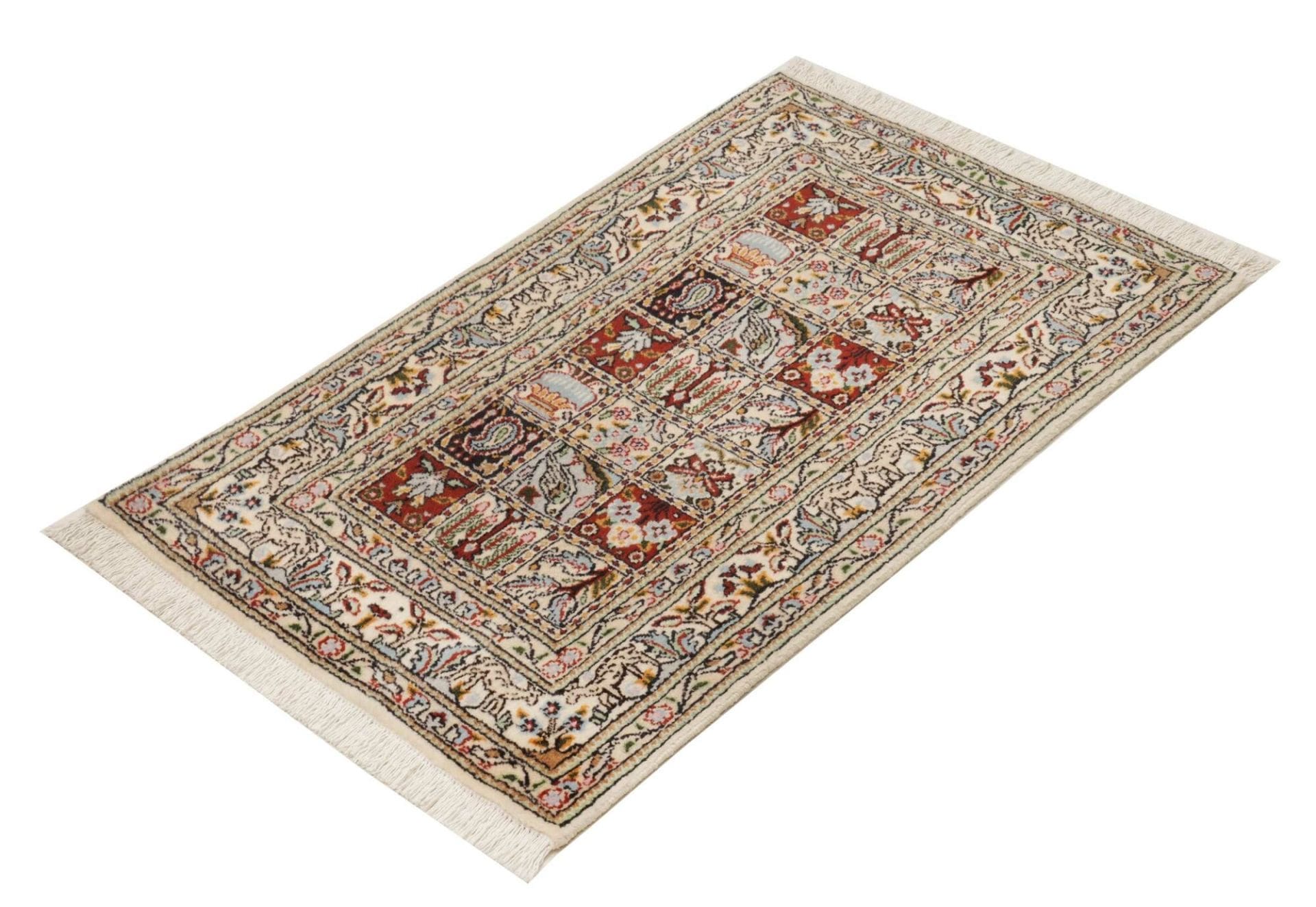 Moud Teppich 63 x 88 cm, florales Muster, handgeknüpft, Perserteppich