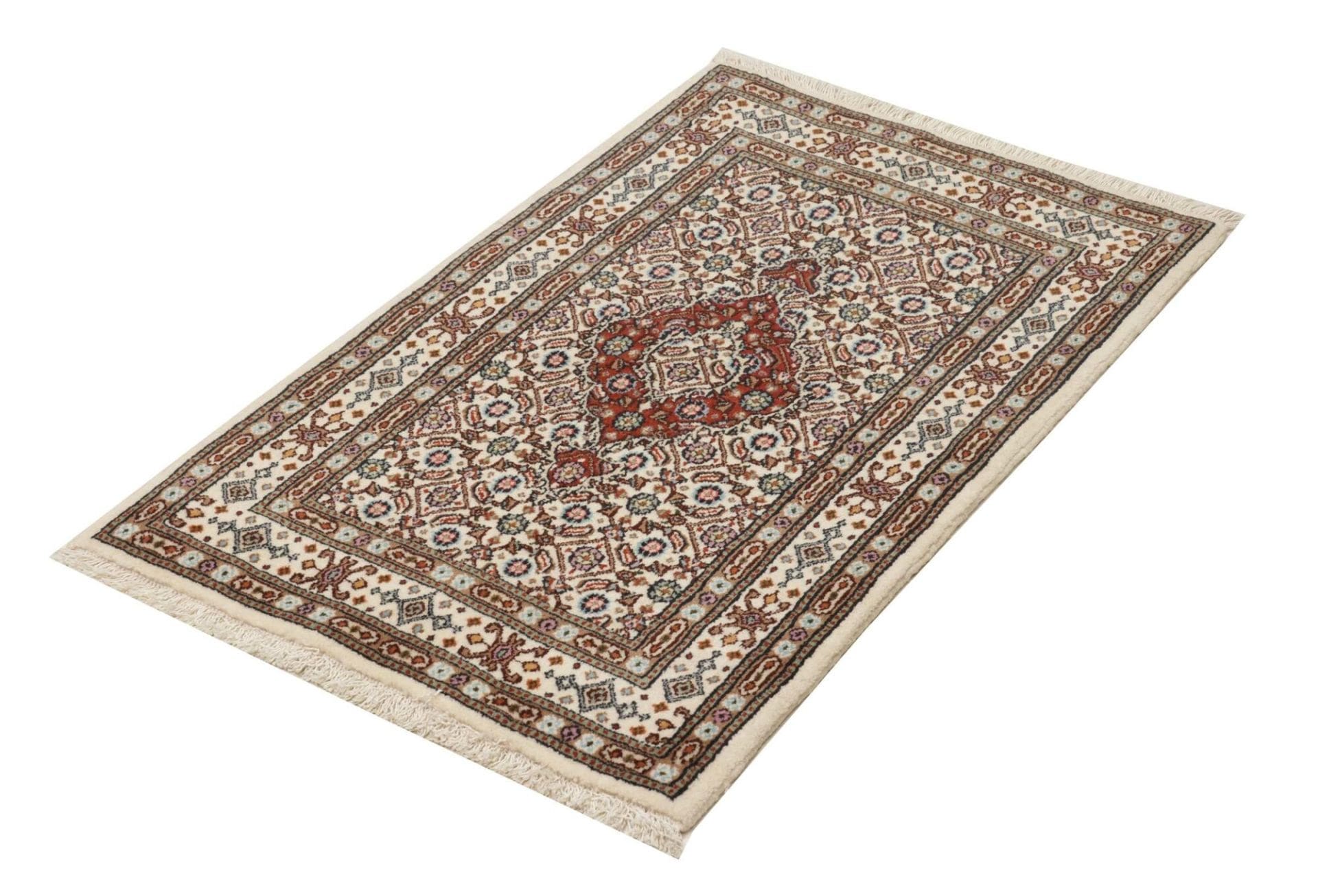 Moud Teppich 63 x 94 cm, floral, Schurwolle, handgeknüpft, Perserteppich