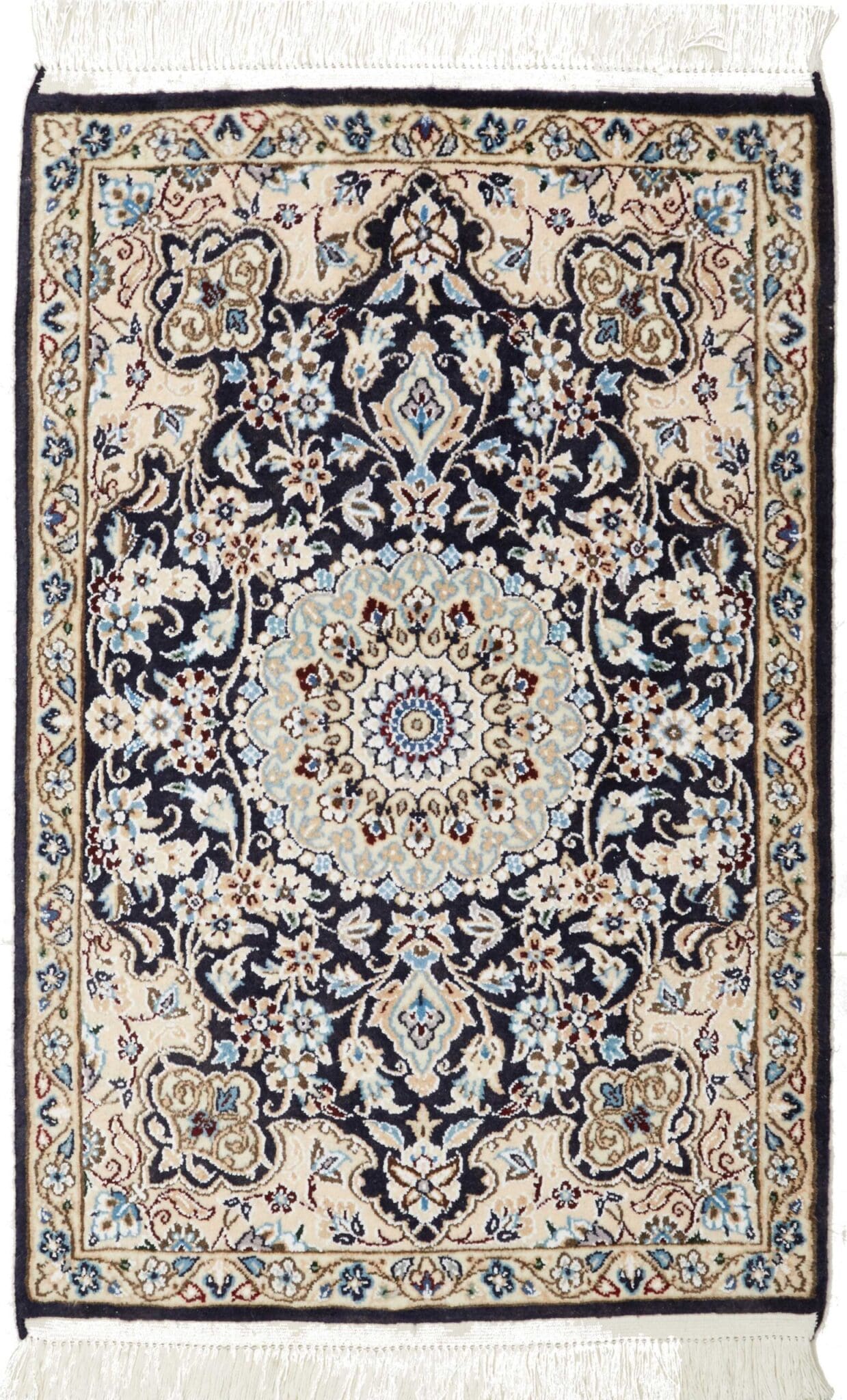 Nain Teppich 61 x 90cm, florales Design, handgeknüpft, Perserteppich