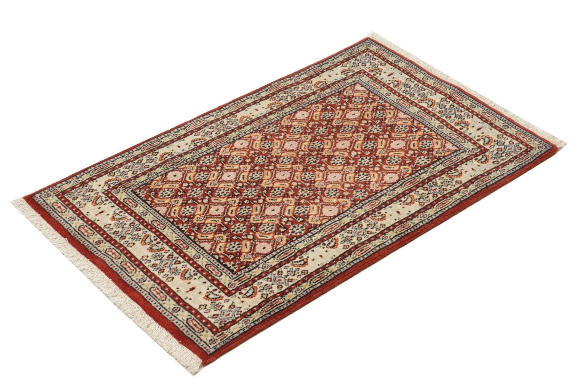 Moud Teppich 58 x 90cm, floral, aus Schurwolle, handgeknüpft, Perserteppich