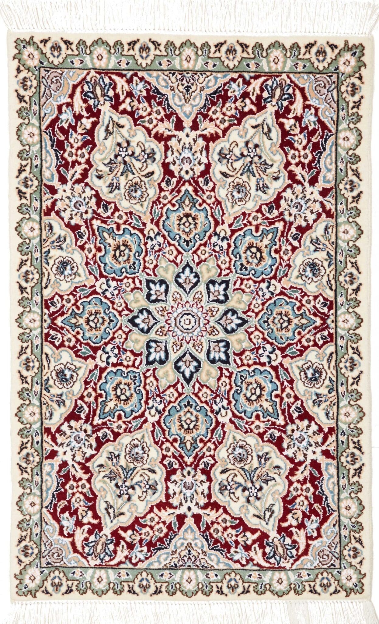 Nain Teppich 63 x 93 cm – handgeknüpft, florale Muster, Wolle