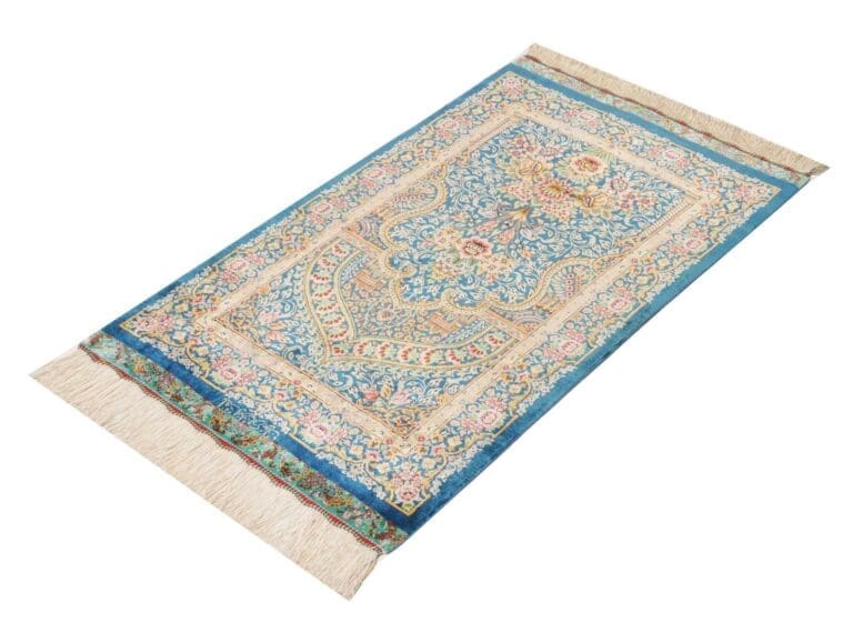 Ghom Teppich 62 x 97 cm, Seide, handgeknüpft, Perserteppich