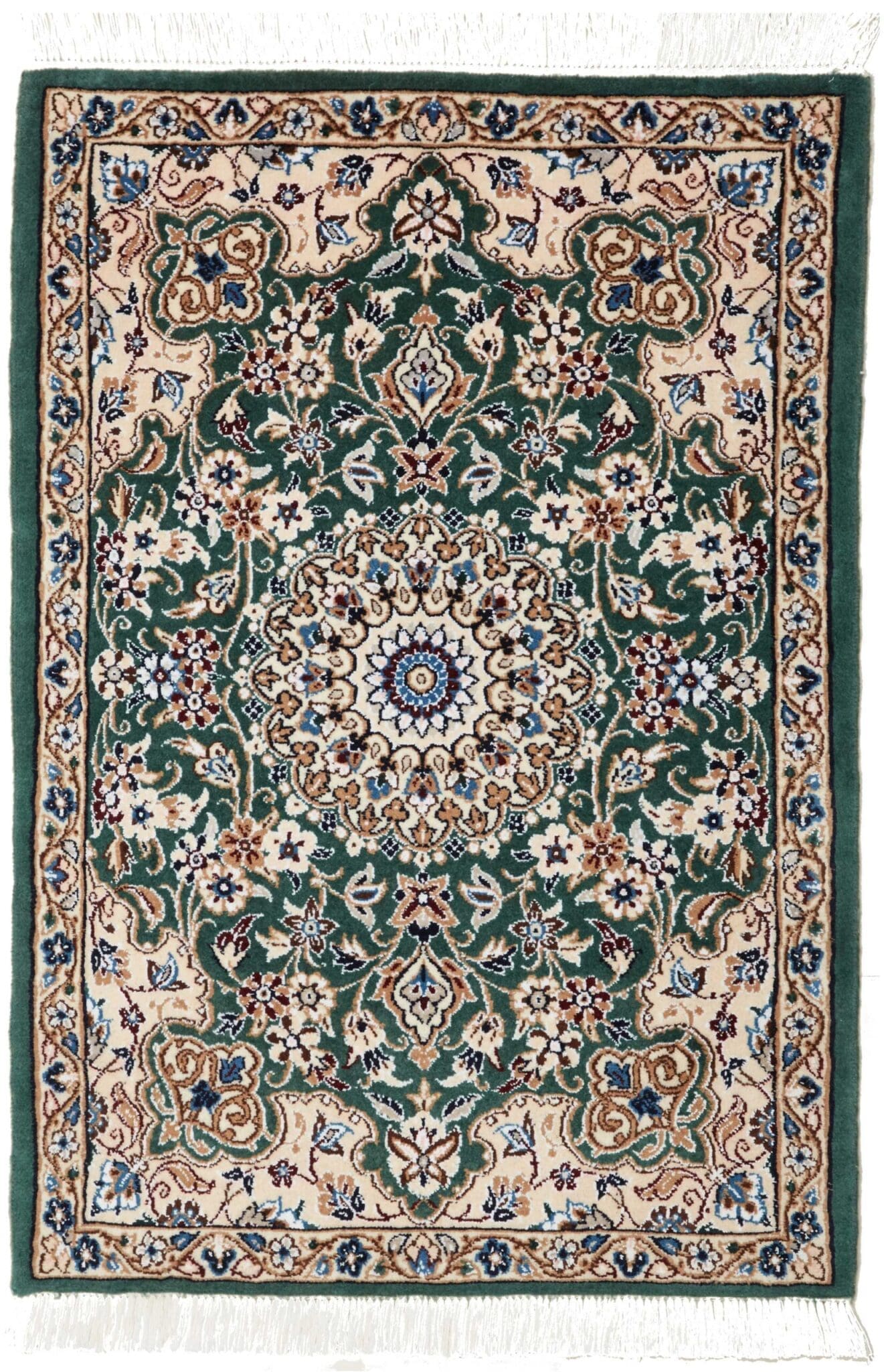 Nain Teppich 66 x 92 cm, florale Muster, handgeknüpft, Perserteppich
