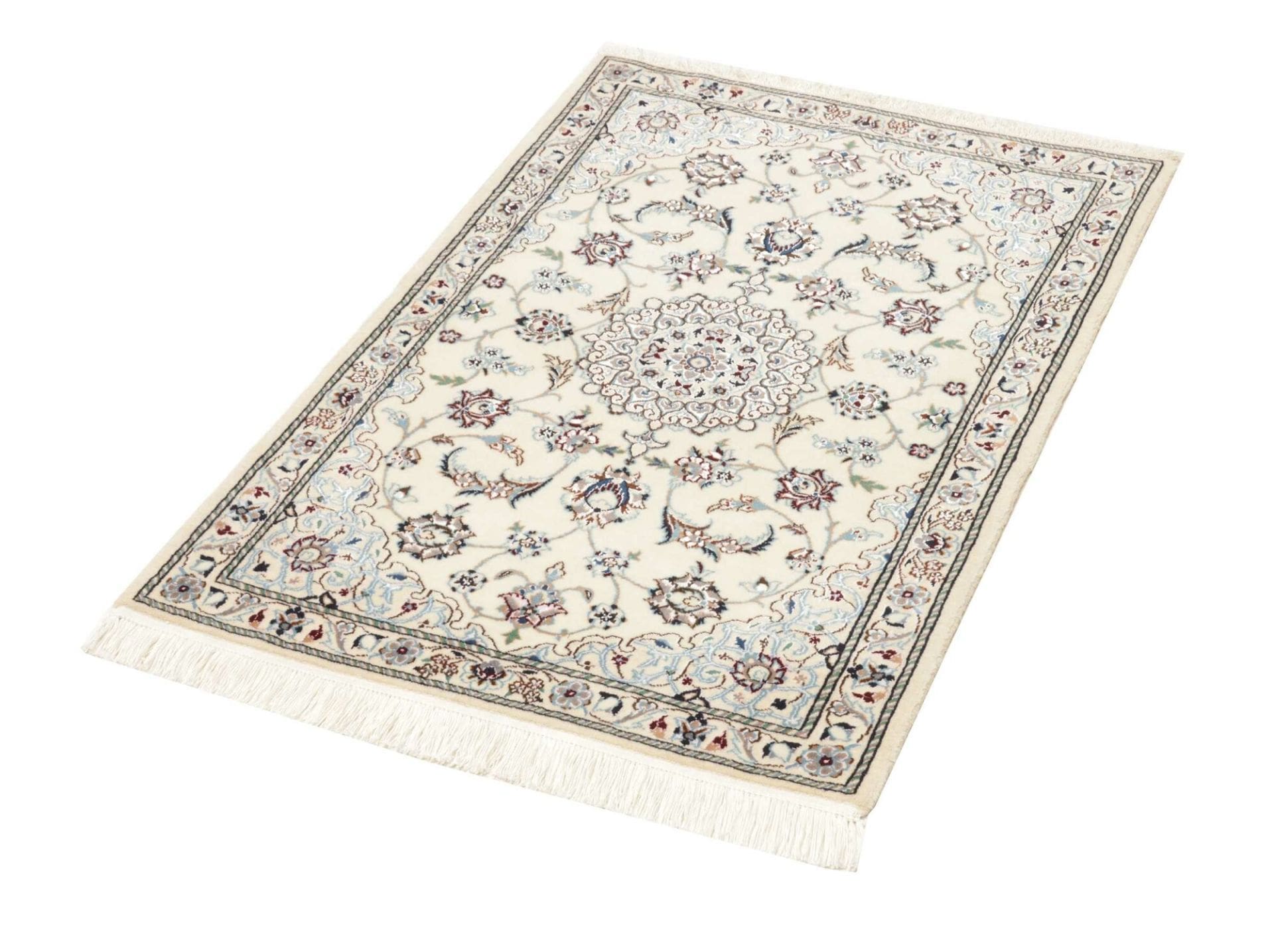 Nain Teppich 66 x 92 cm, florale Muster, Schurwolle, handgeknüpft