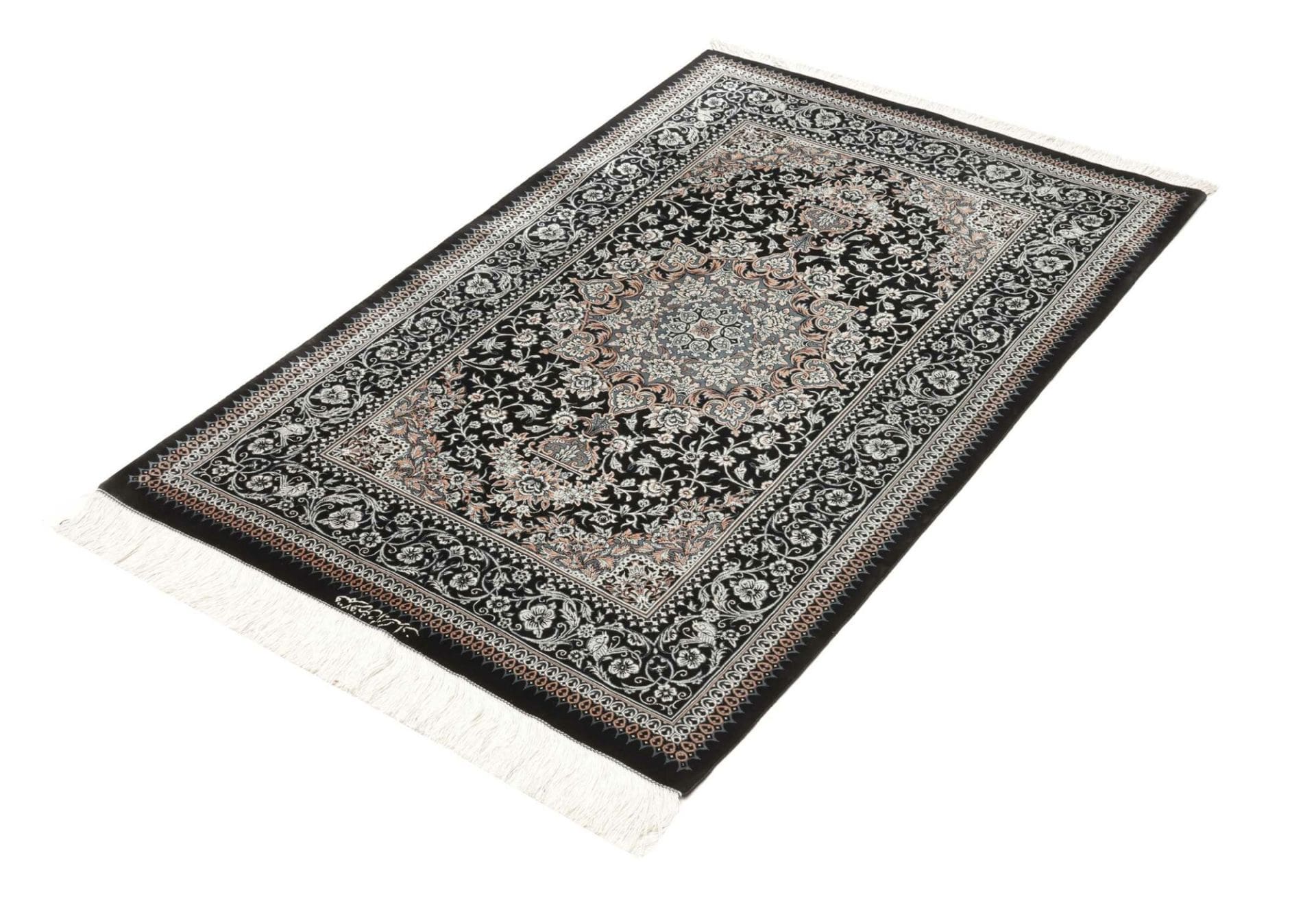 Exklusiver Ghom Teppich 81 x 120cm, Seide, handgeknüpft, Perserteppich
