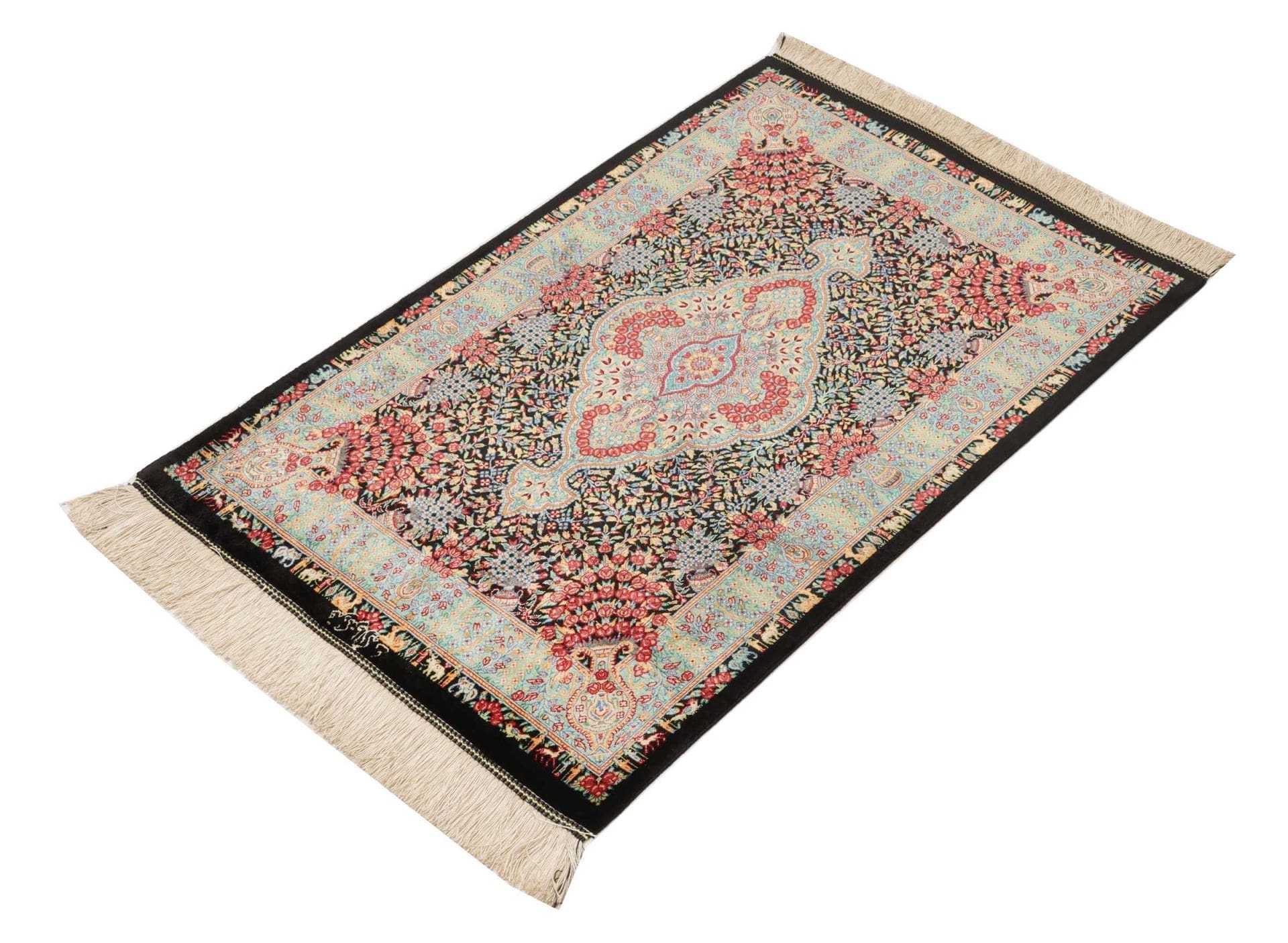 Ghom Teppich 64 x 91cm, Seide, handgeknüpft, Perserteppich