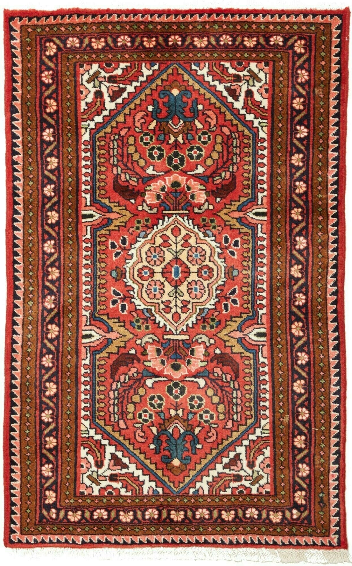 Hamadan Teppich 80 x 123 cm, Schurwolle, Herati-Muster, handgeknüpft