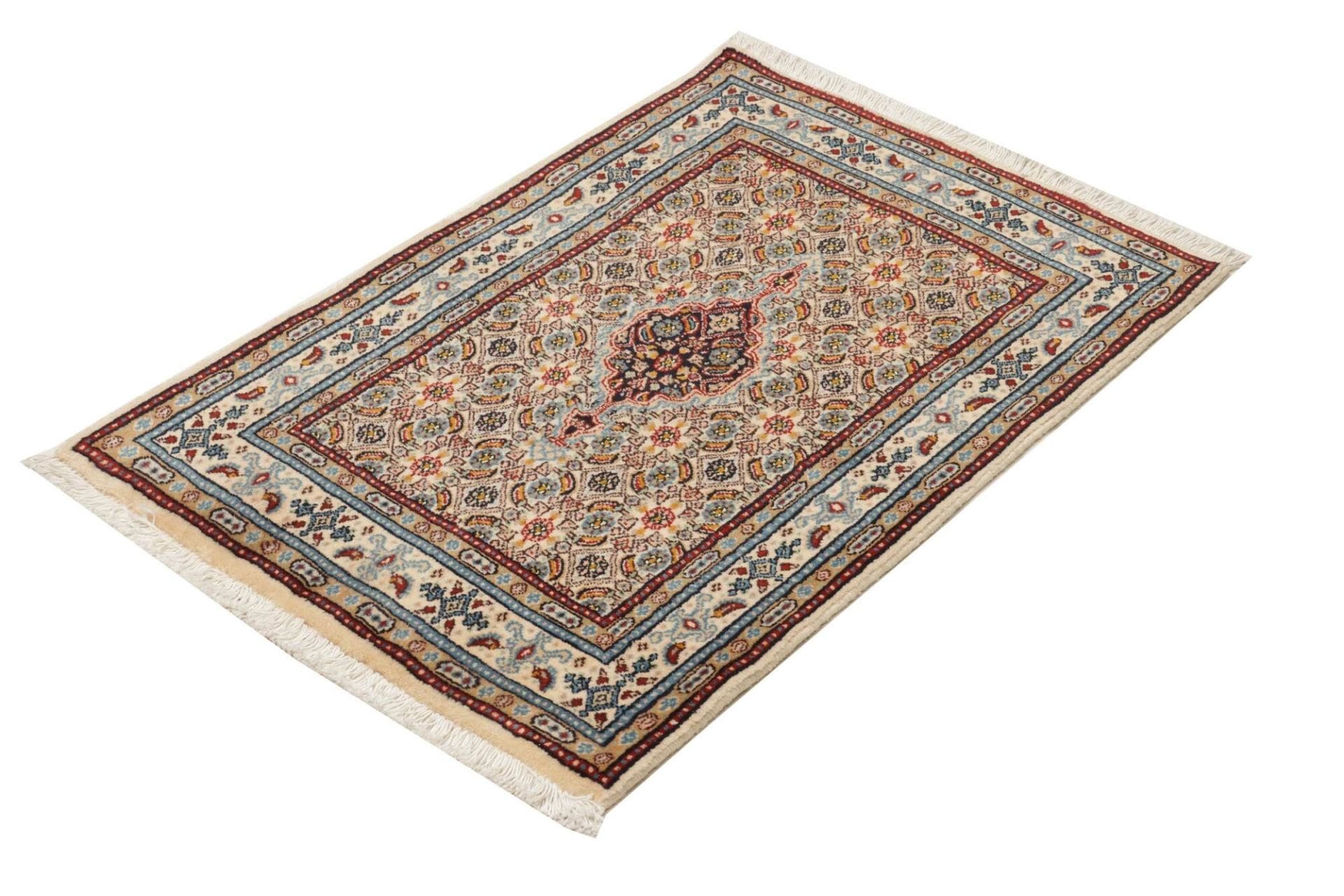 Moud Teppich 63 x 87cm, florales Muster, Schurwolle, handgeknüpft, Perserteppich