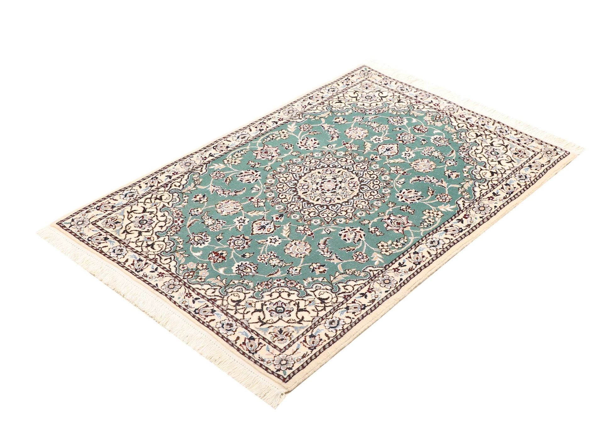 Nain Teppich 82 x 116cm, florales Muster, handgeknüpft, Perserteppich