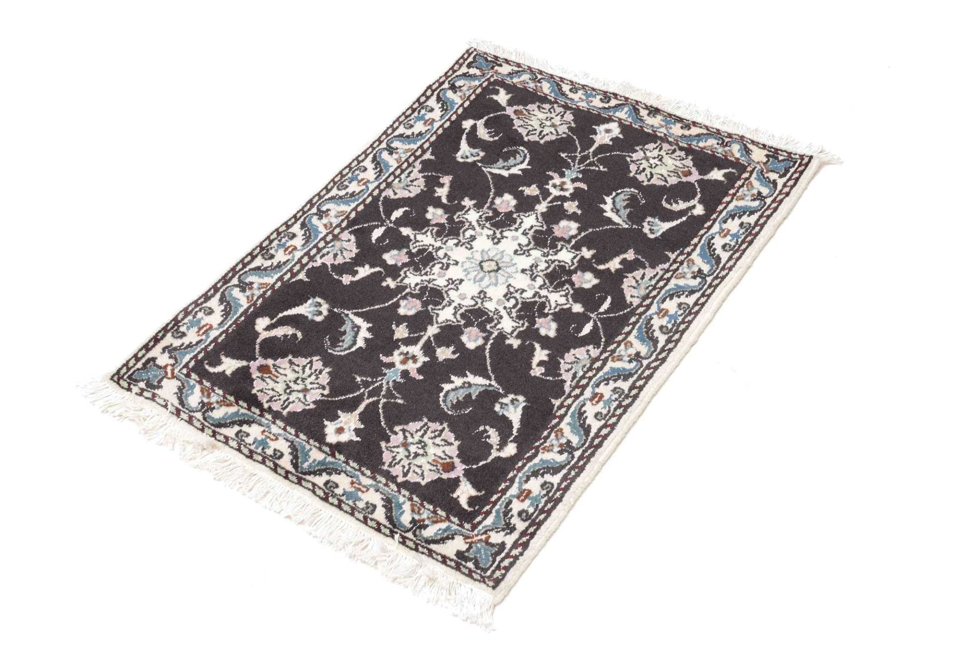 Exklusiver Nain Teppich 63 x 90cm, florale Muster, handgeknüpft
