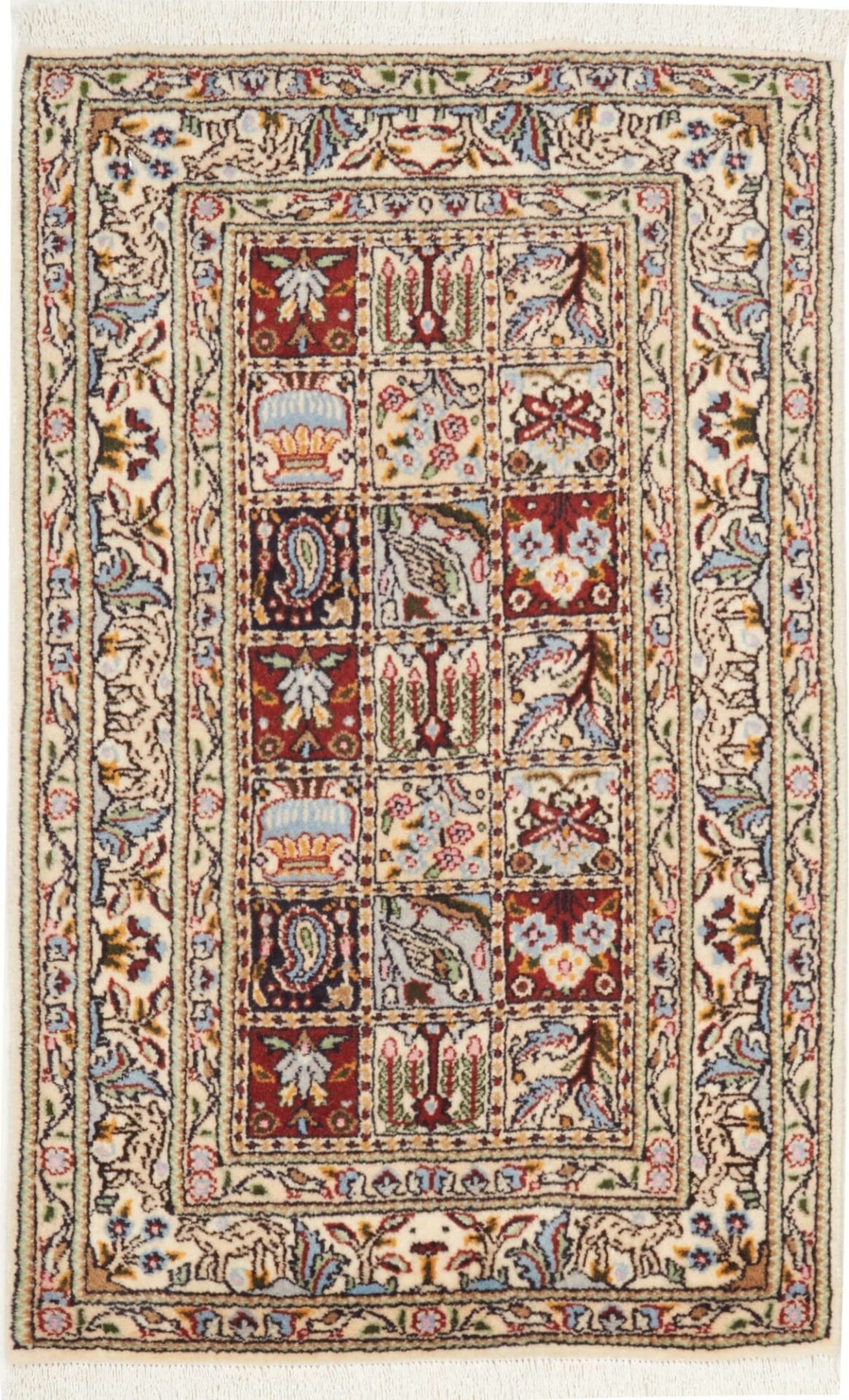 Moud Teppich 65 x 89cm floral aus Schurwolle, handgeknüpft, Perserteppich