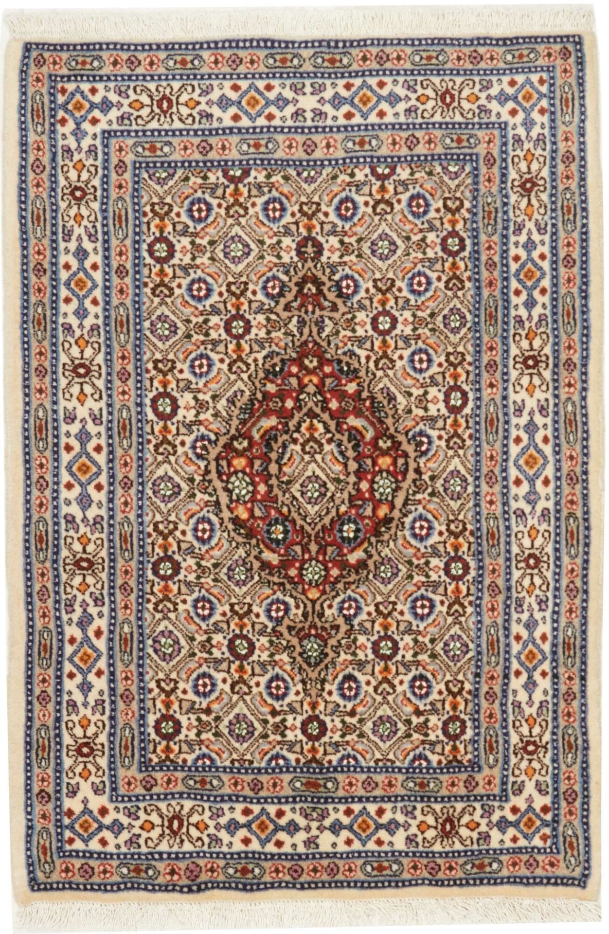 Moud Teppich 63 x 89cm, florales Design, aus Schurwolle, handgeknüpft