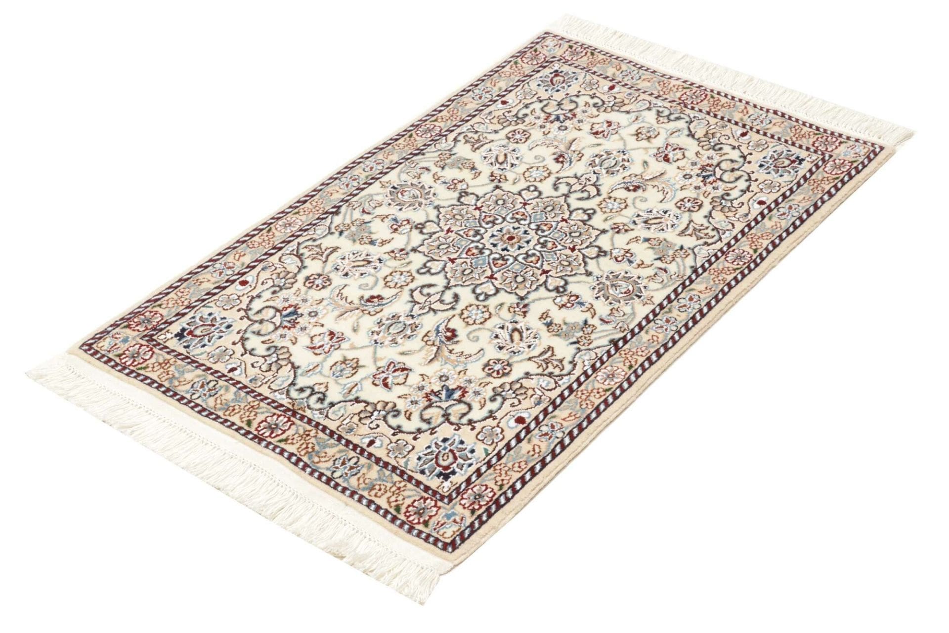 Nain Orientteppich 63 x 98cm, florales Muster, handgeknüpft