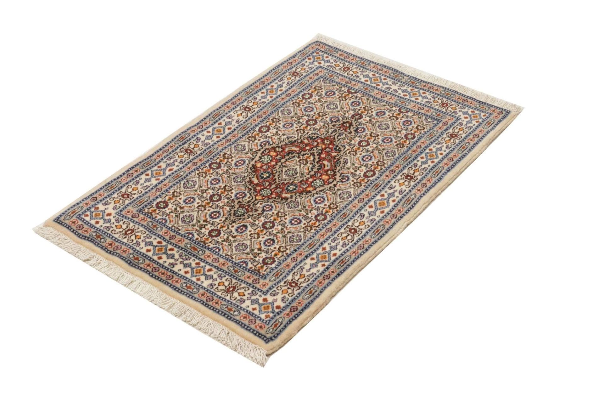Moud Teppich 63 x 89cm, florales Design, aus Schurwolle, handgeknüpft