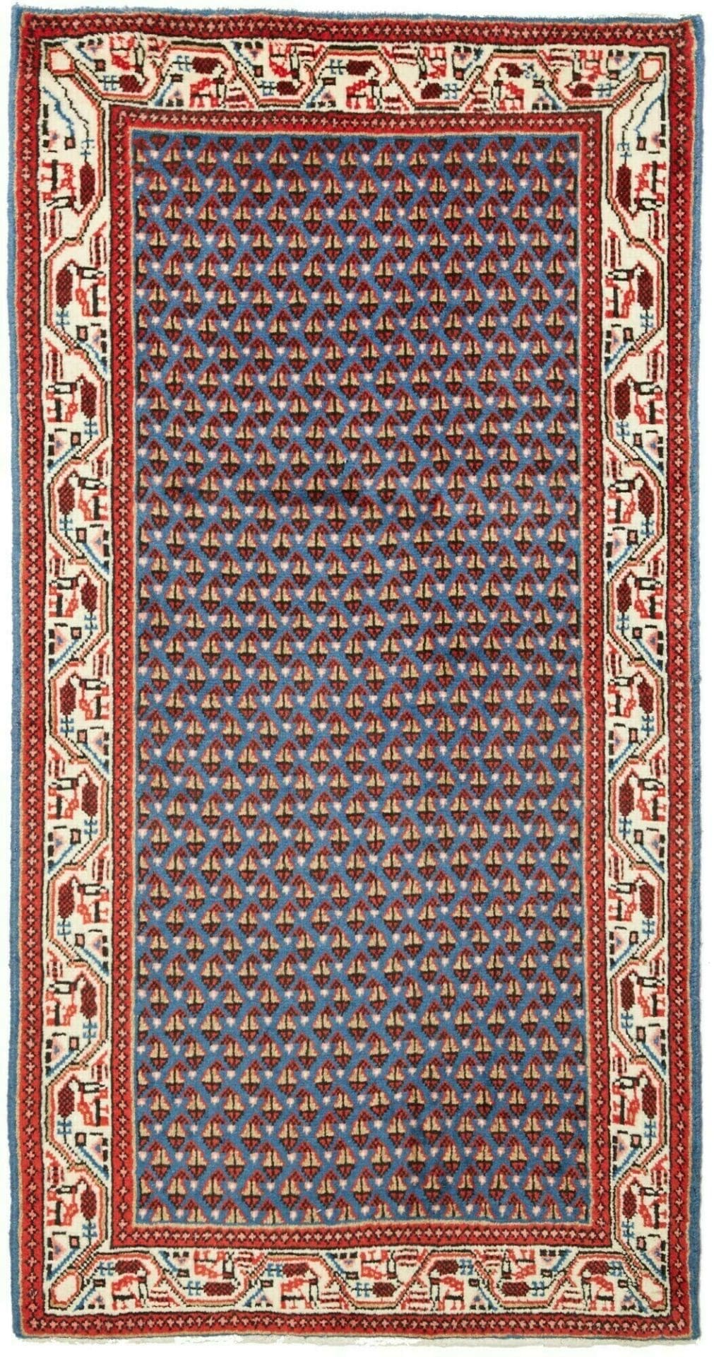 Orientteppich Hamadan 69 x 126 cm, Schurwolle, Herati-Muster, handgeknüpft