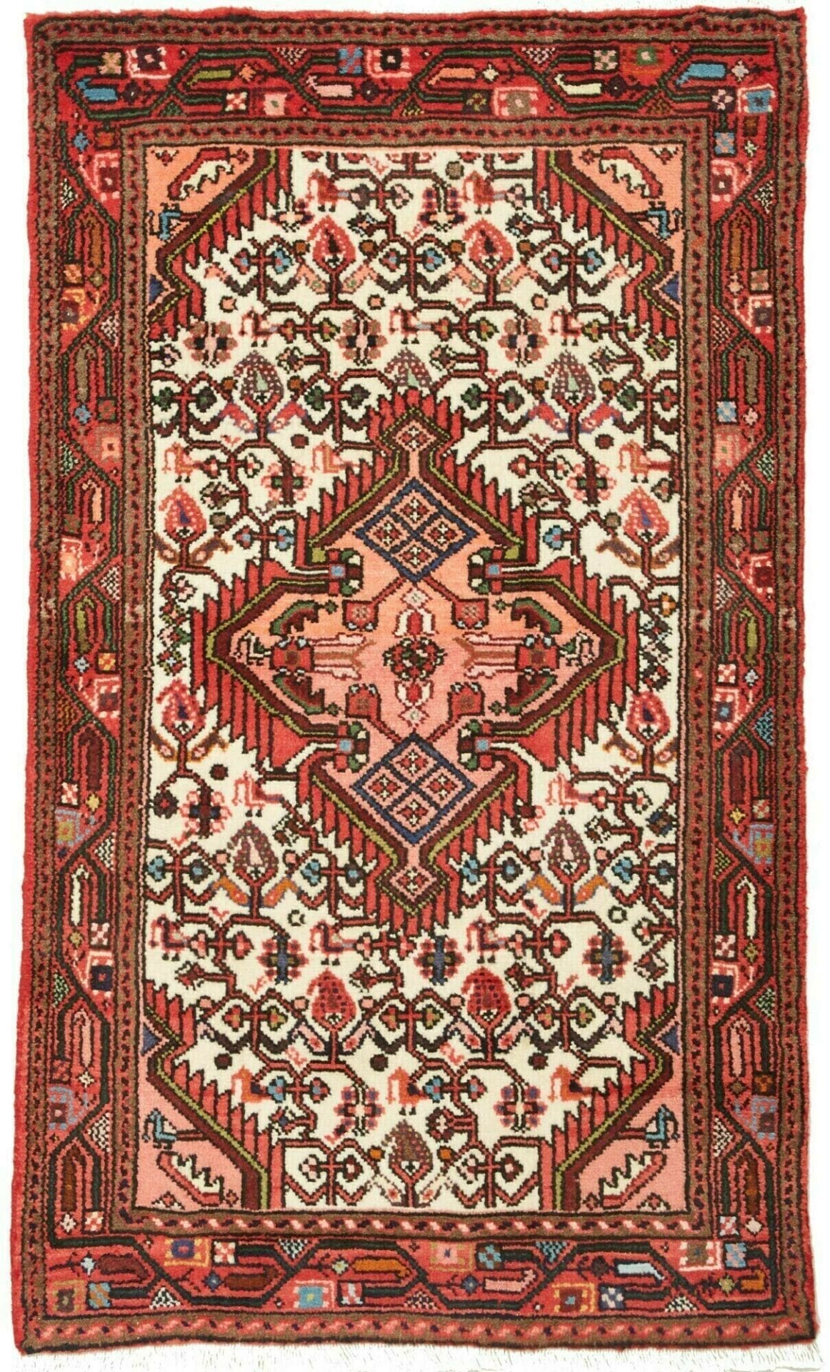 Handgeknüpfter Hamadan Teppich 74x122cm, Herati-Muster, Schurwolle