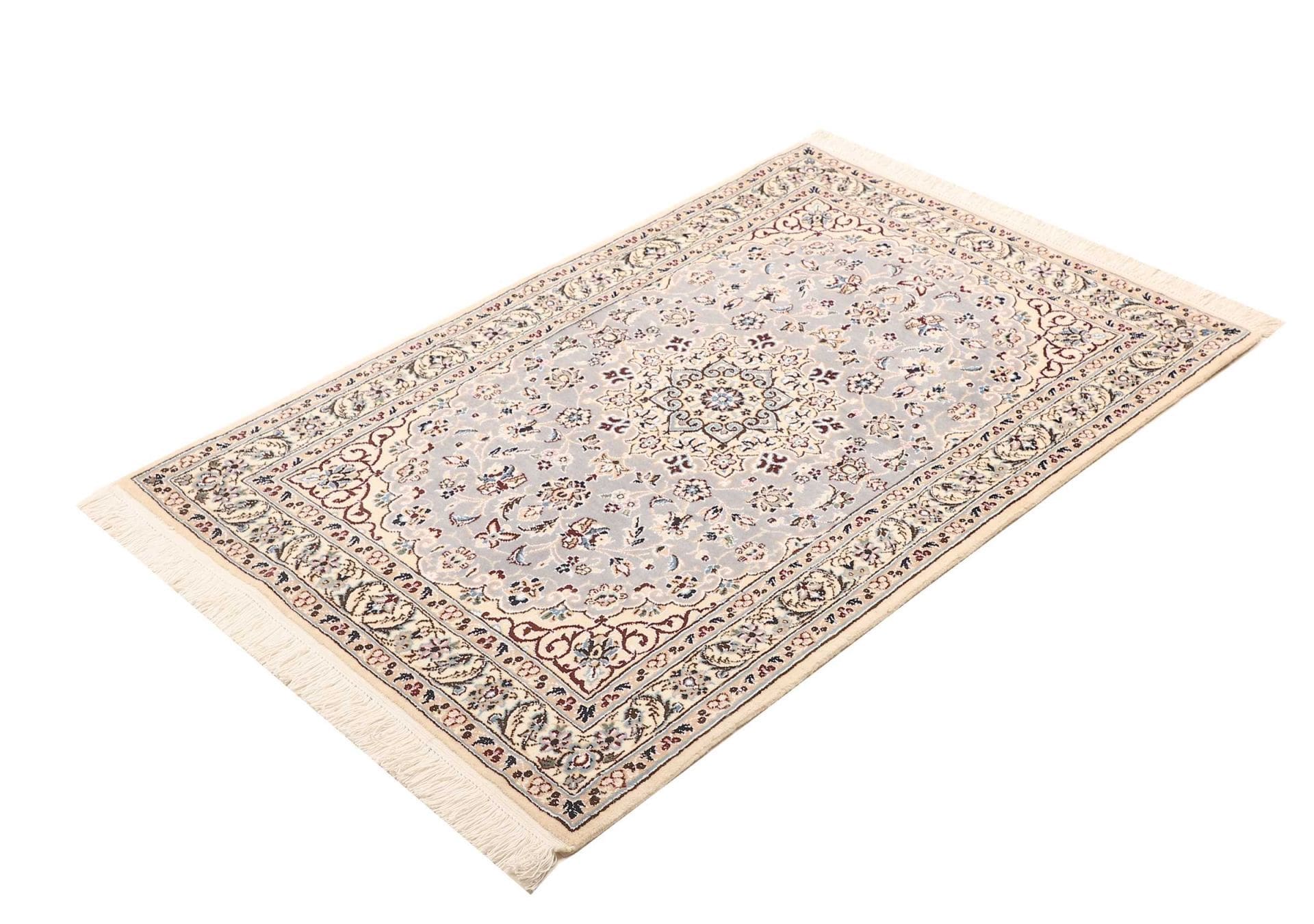 Nain Teppich 82 x 120cm, florales Muster, handgeknüpft, Perserteppich