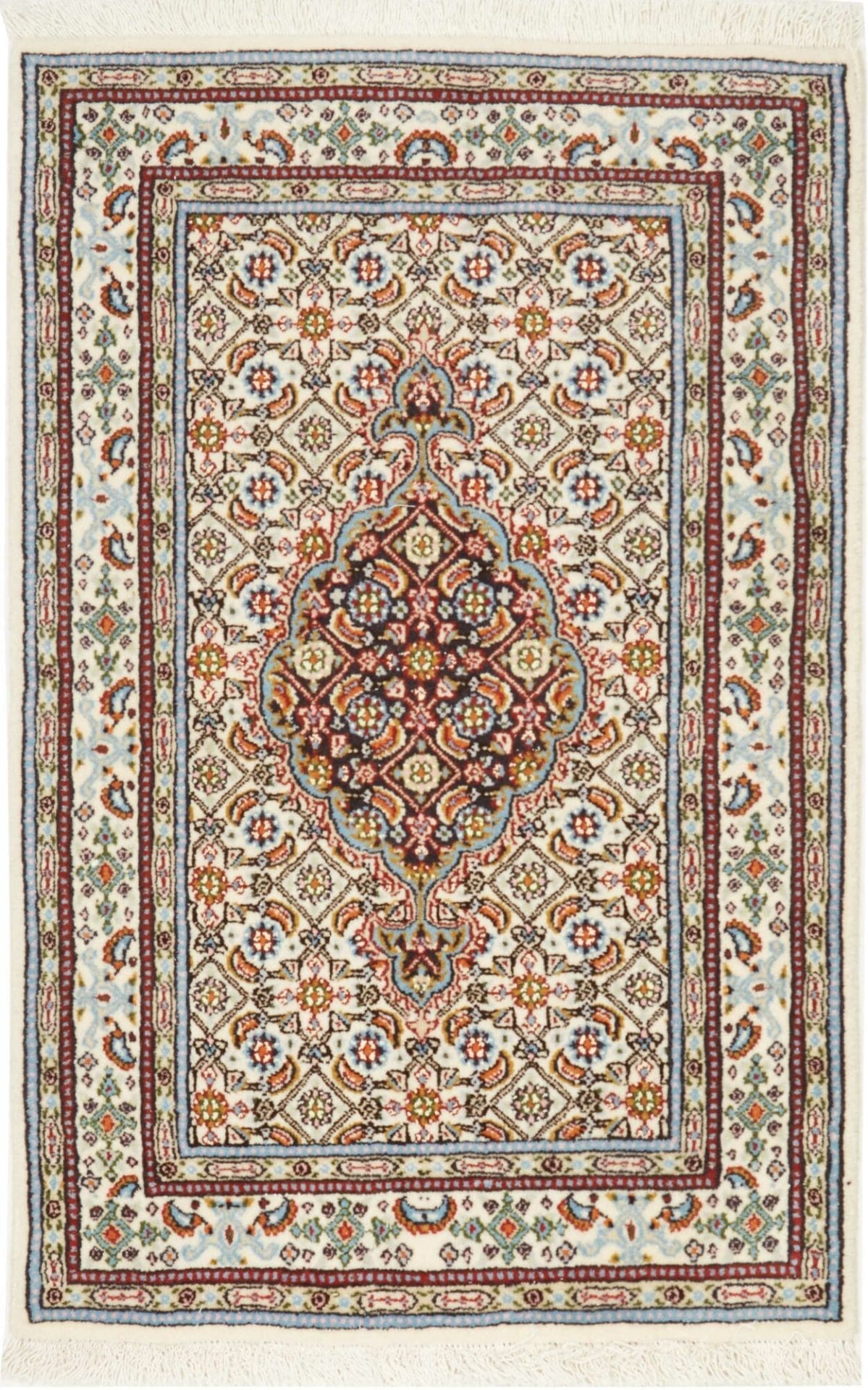 Moud Teppich 62 x 88 cm, floral, Schurwolle, handgeknüpft, Perserteppich