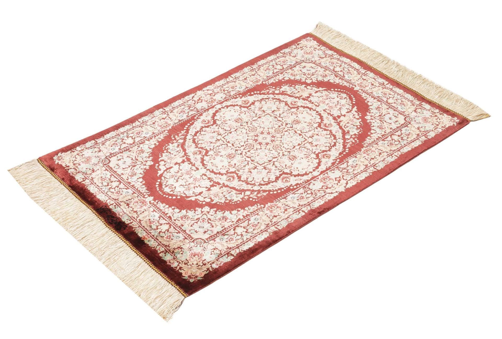 Ghom Teppich 64 x 91 cm, Seide, handgeknüpft, Perserteppich