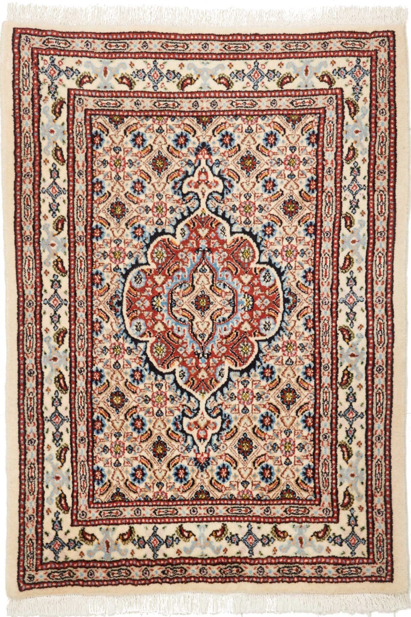 Moud Teppich 67 x 90 cm floral, Schurwolle, handgeknüpft, Perserteppich