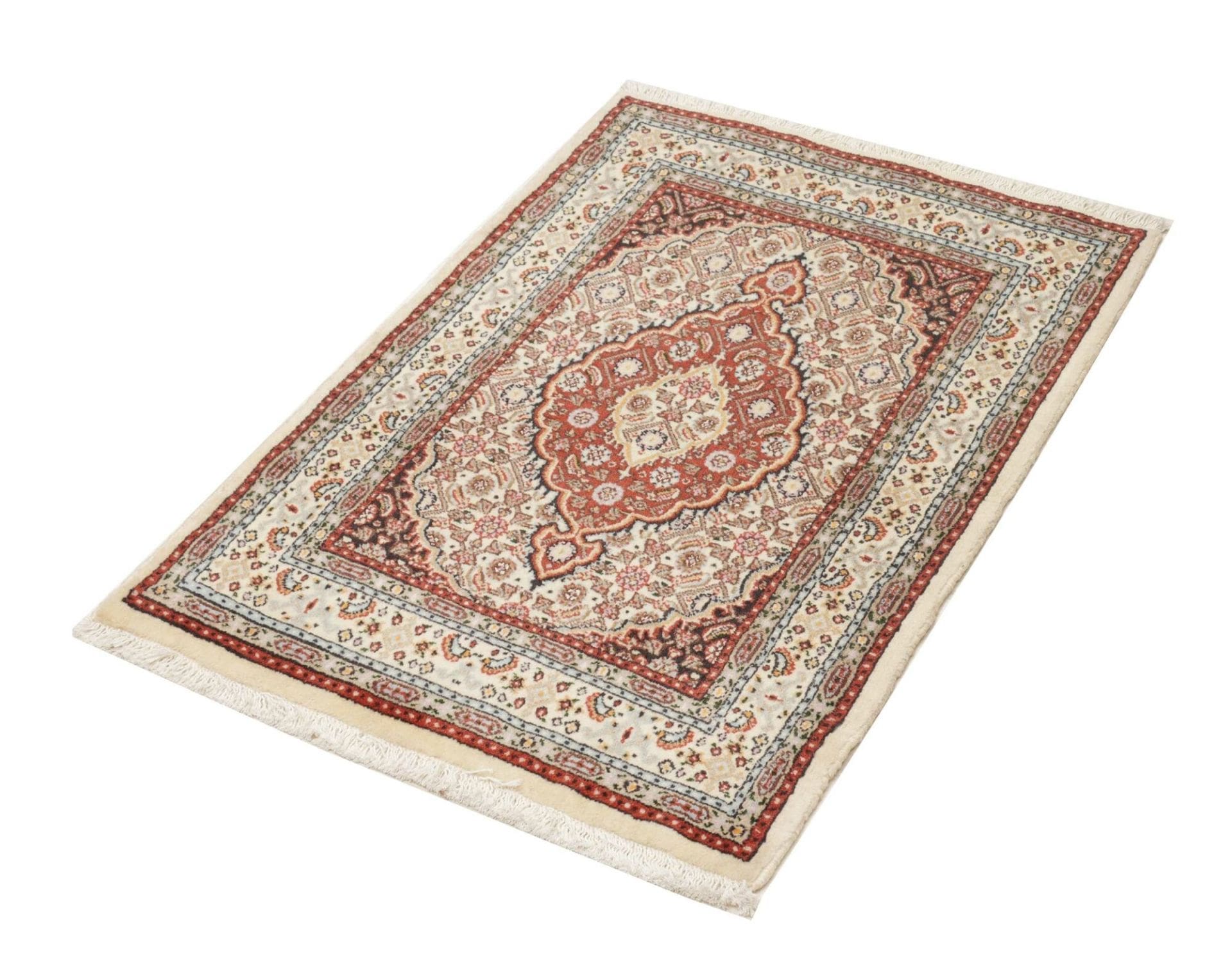 Moud Teppich 64 x 90 cm, florales Design, handgeknüpft, Perserteppich