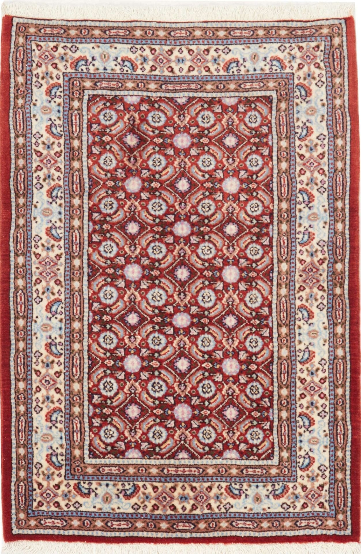 Moud Teppich 63 x 89cm, floral aus Schurwolle, handgeknüpft, Perserteppich