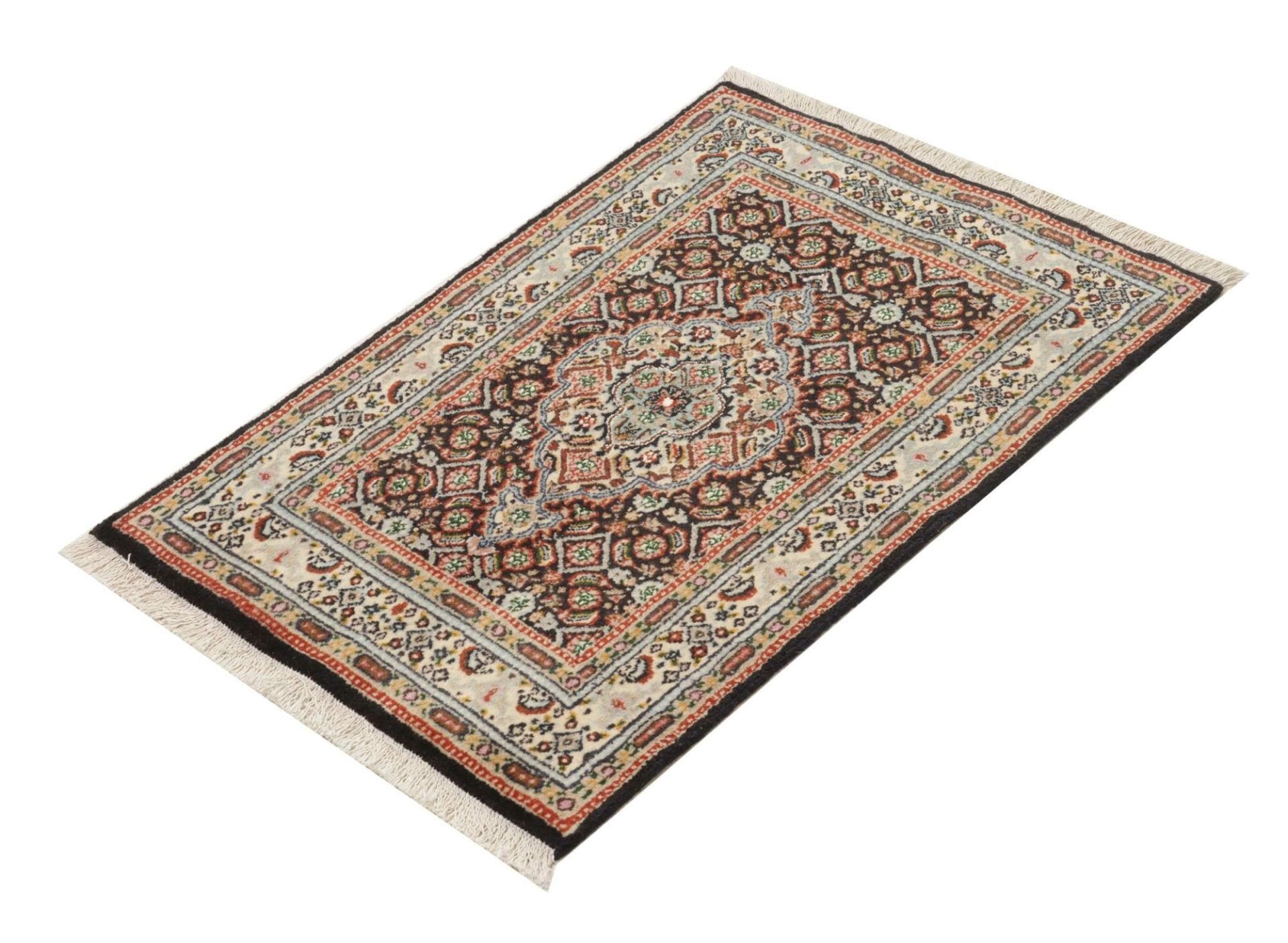 Moud Teppich 58 x 87cm, florales Muster, handgeknüpft, Perserteppich