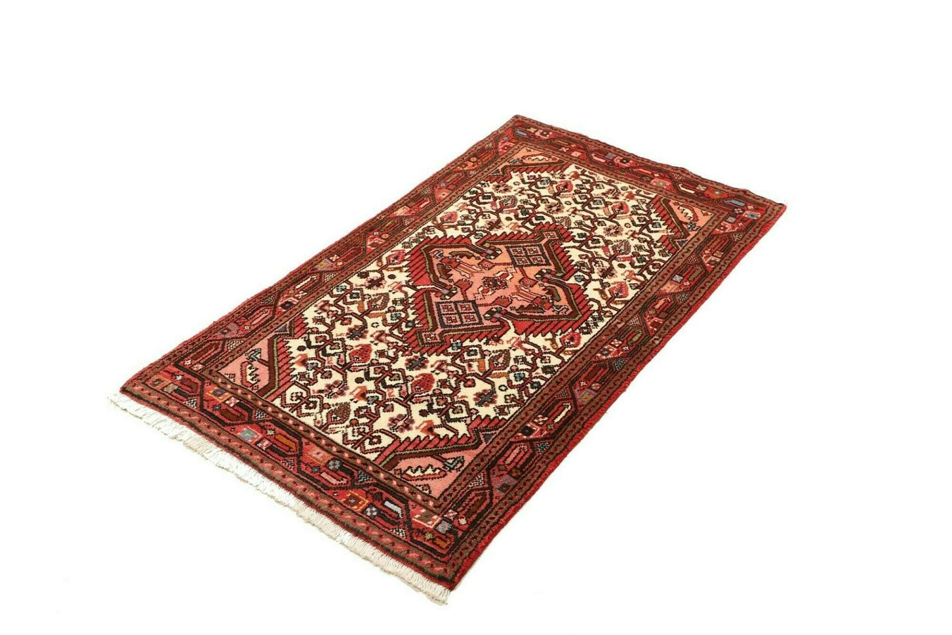 Handgeknüpfter Hamadan Teppich 74x122cm, Herati-Muster, Schurwolle