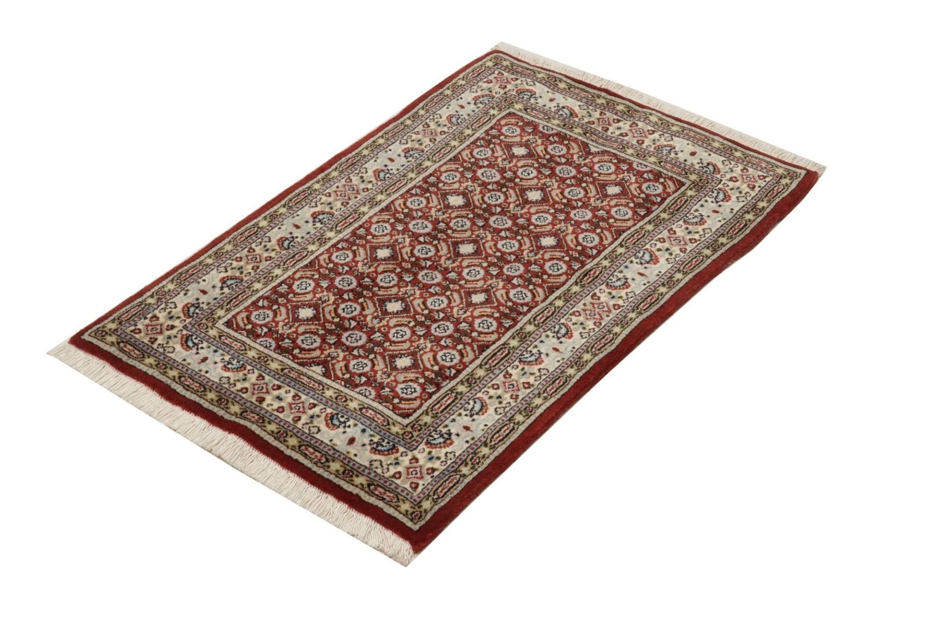 Moud Teppich 63 x 93cm, floral, Schurwolle, handgeknüpft, Perserteppich