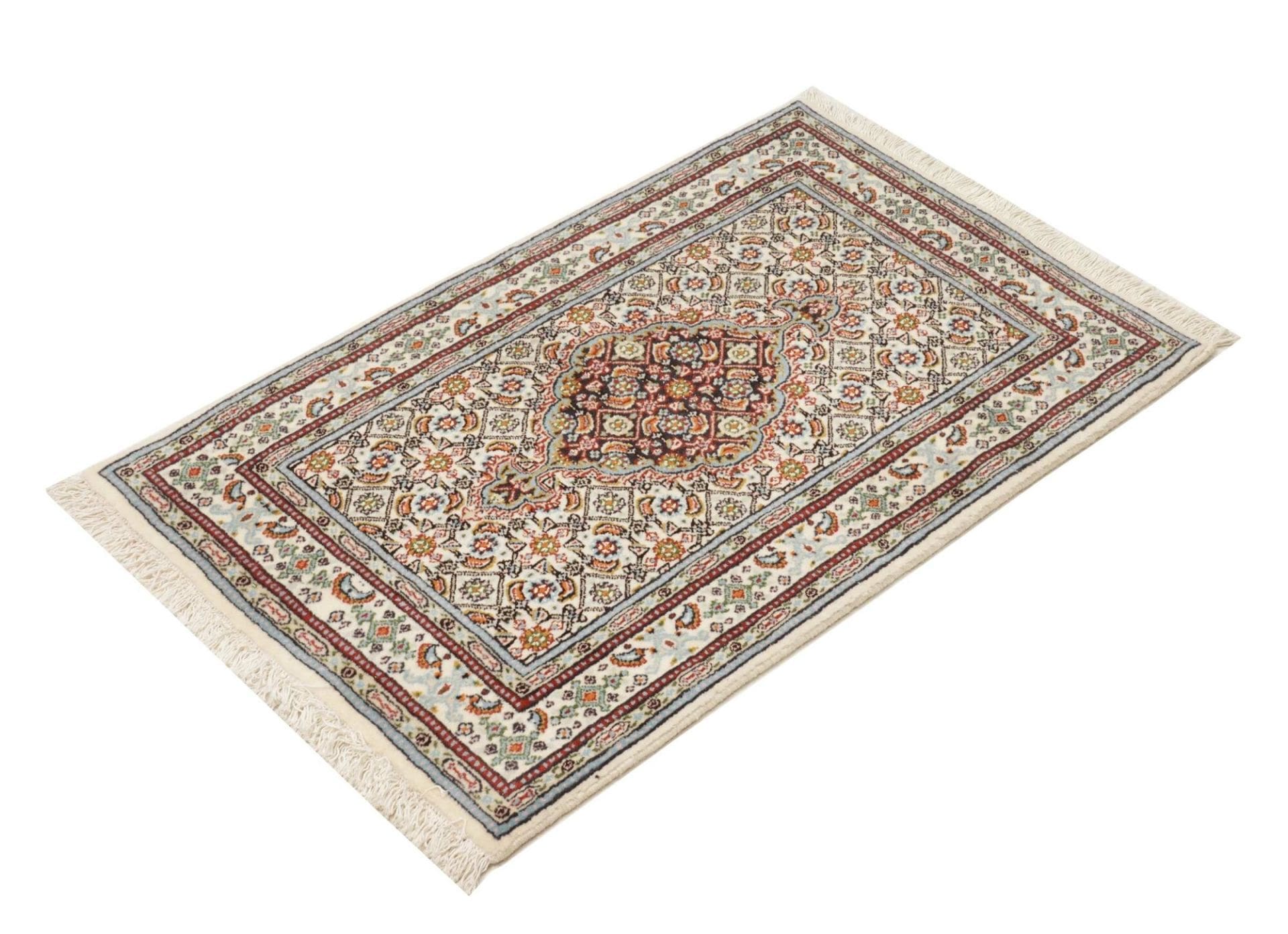 Moud Teppich 62 x 88 cm, floral, Schurwolle, handgeknüpft, Perserteppich