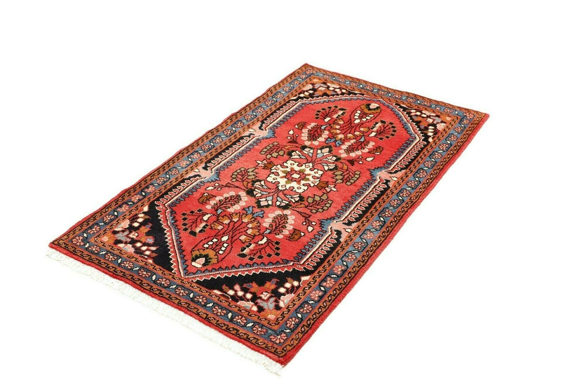 Hamadan Teppich 80 x 130 cm, Schurwolle, Herati-Muster, handgeknüpft