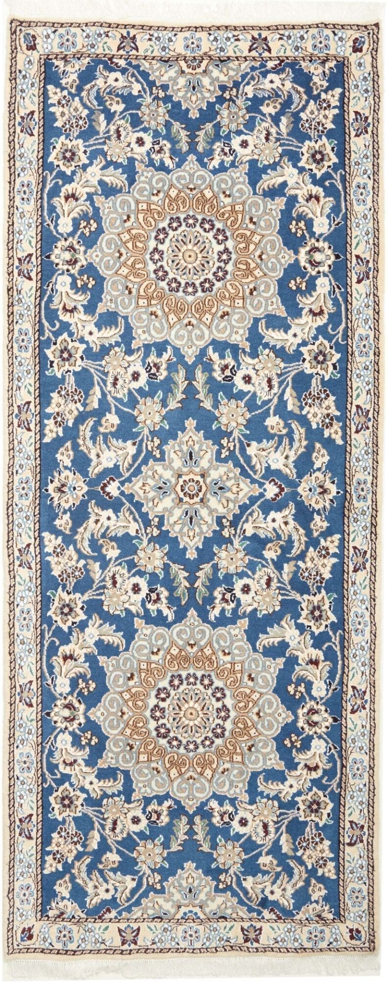 Nain Teppich 85 x 200cm, florale Muster, Schurwolle, handgeknüpft