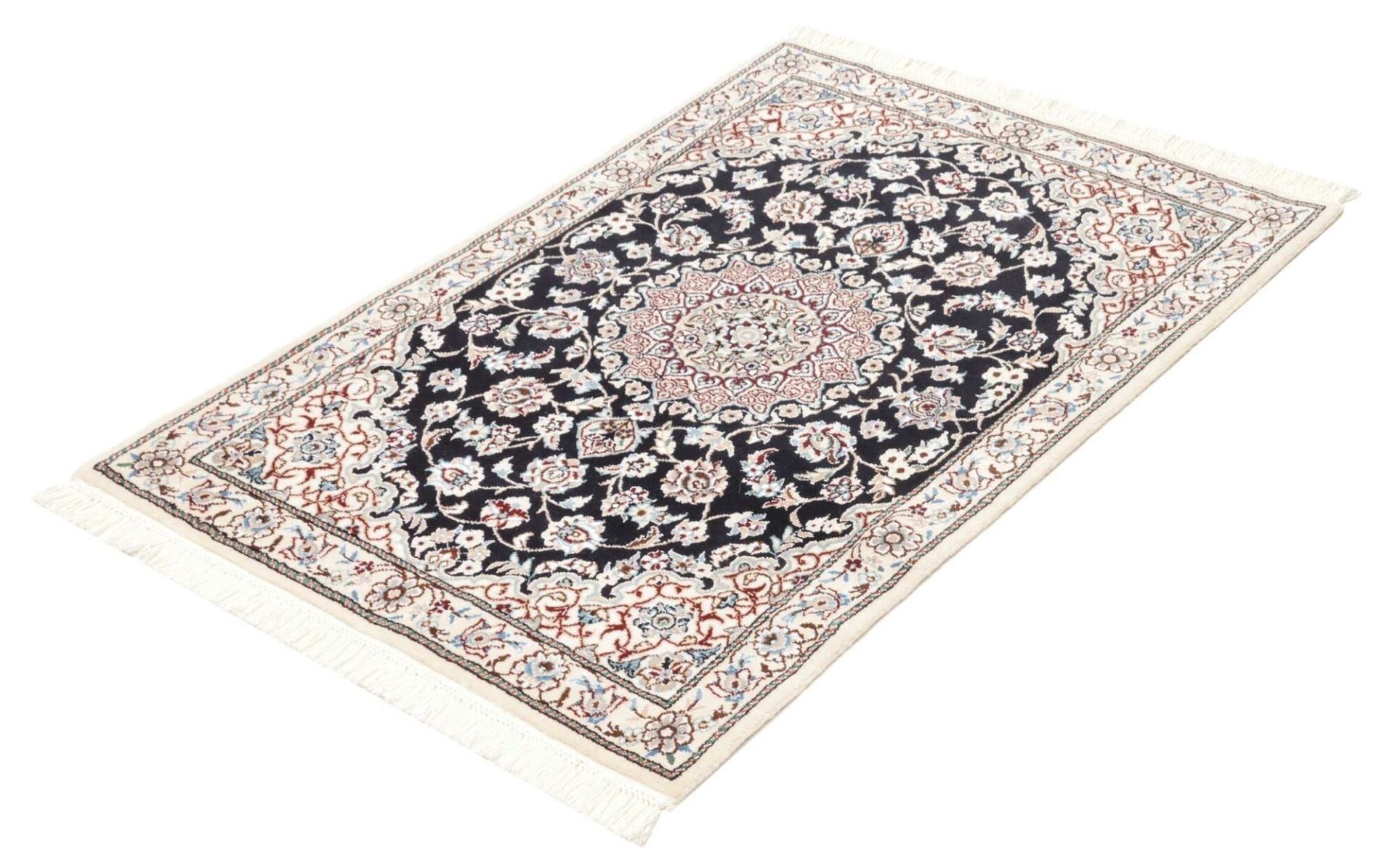 Nain Teppich 81 x 118 cm, florales Muster, handgeknüpft, Perserteppich