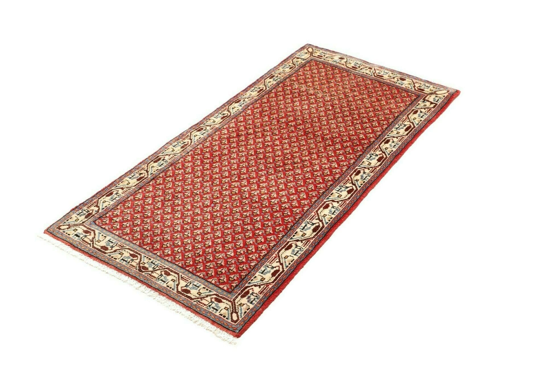 Hamadan Teppich 65 x 128cm, Herati-Muster, Schurwolle, handgeknüpft