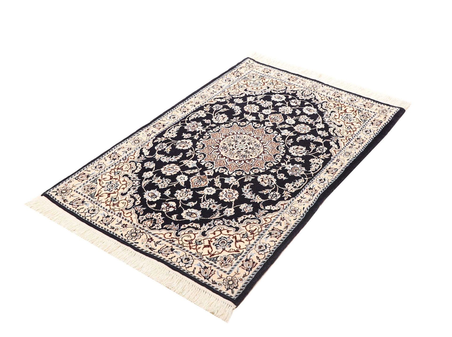 Nain Teppich 81 x 120cm, florale Muster, Schurwolle, handgeknüpft