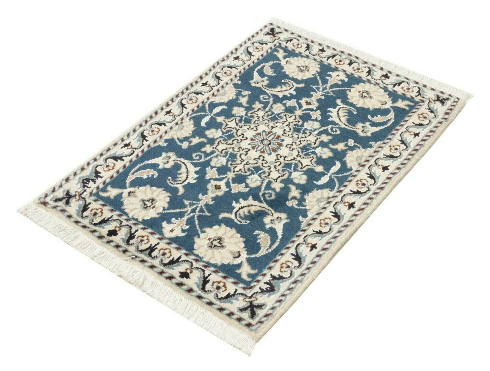 Nain Teppich 63 x 90cm, florale Muster, aus Schurwolle, handgeknüpft
